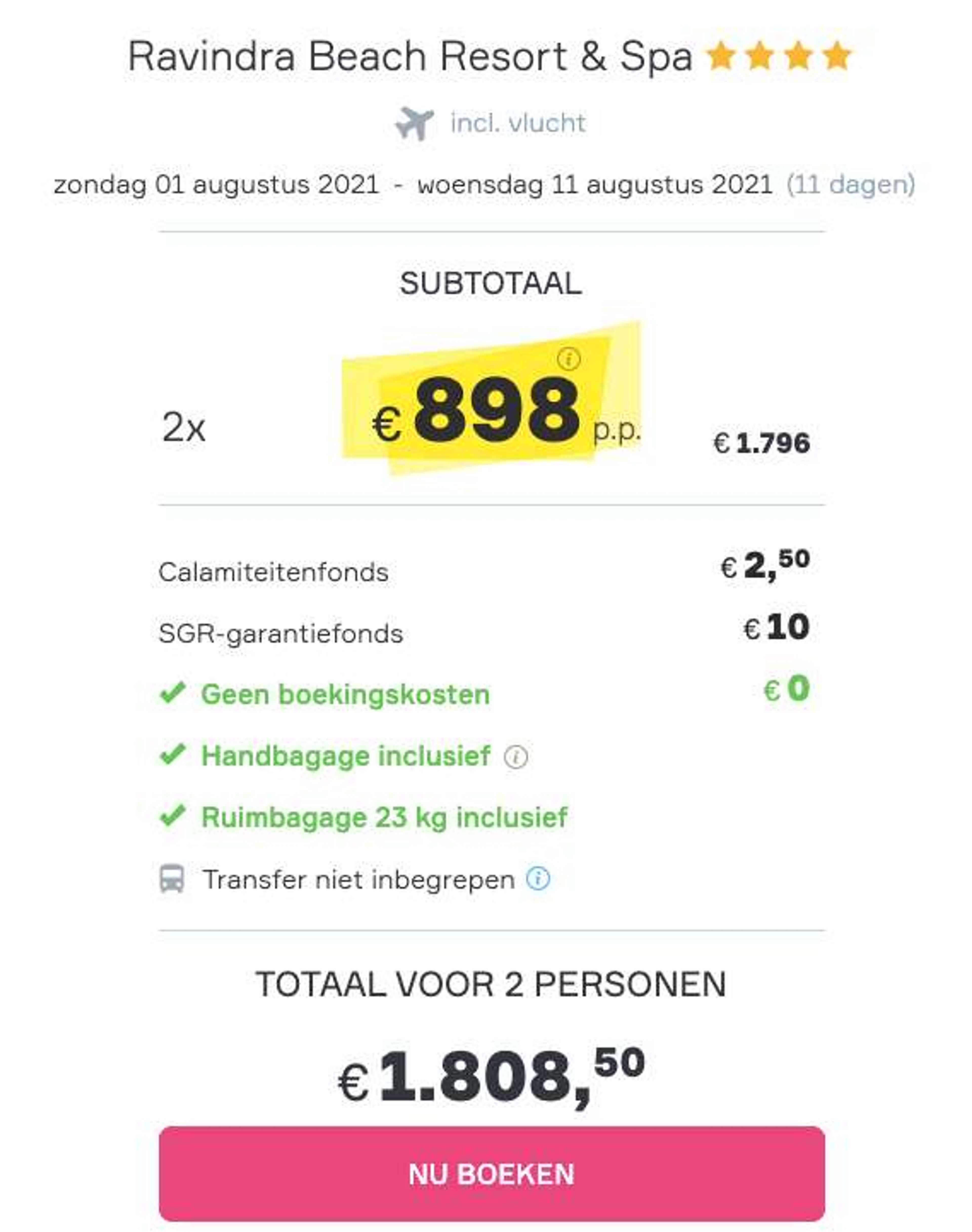 Boekingsvoorbeeld