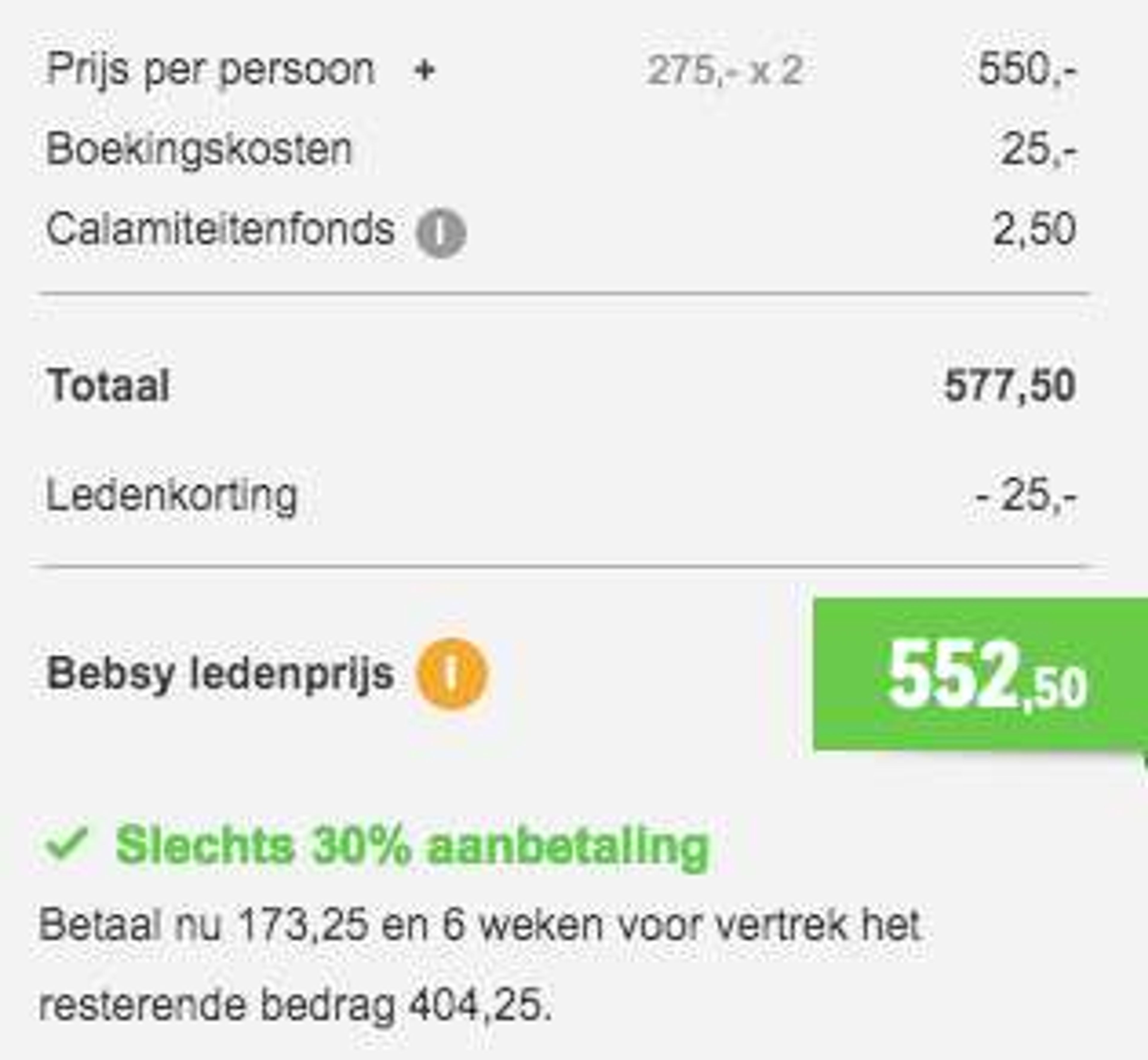Boekingsvoorbeeld