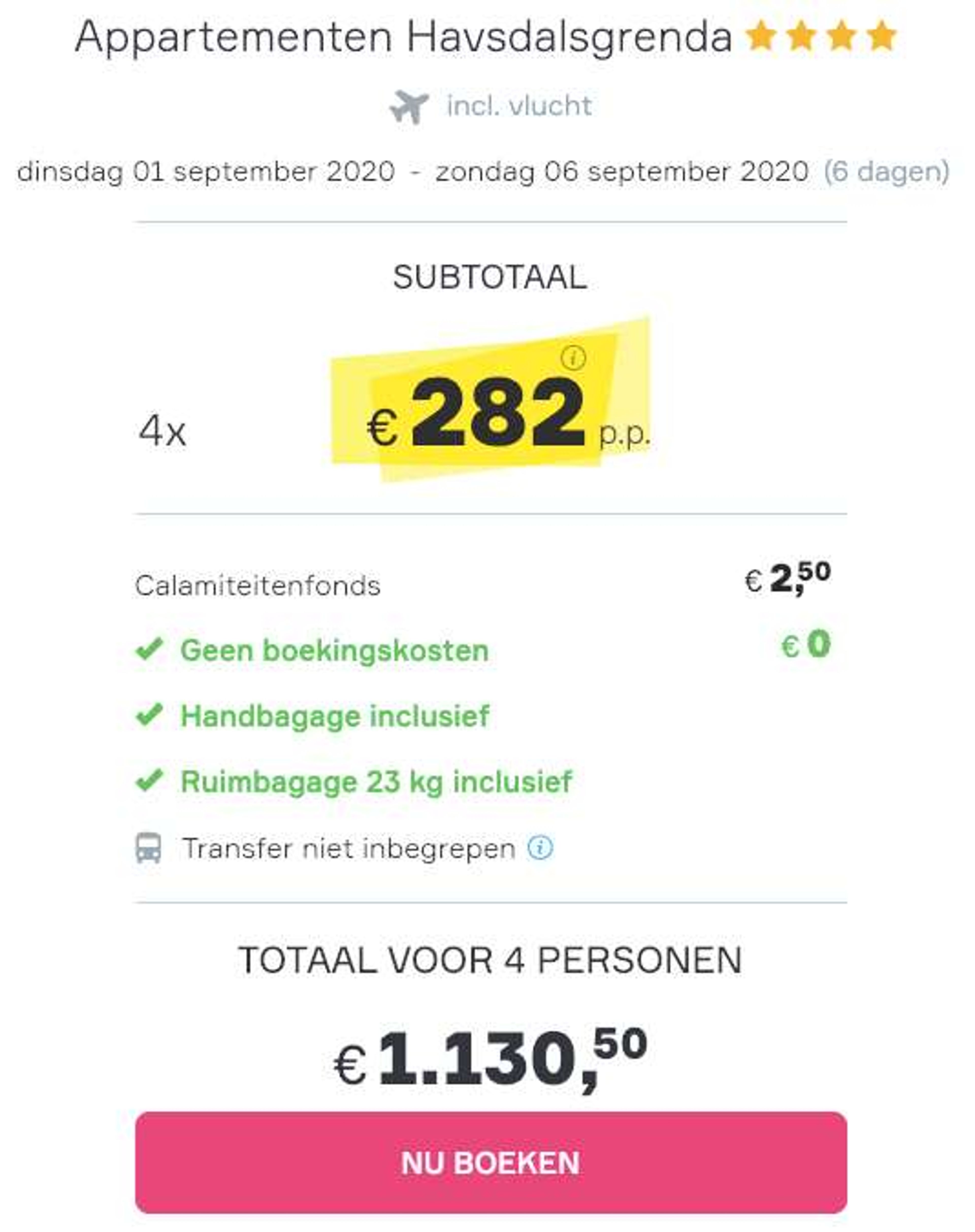Boekingsvoorbeeld