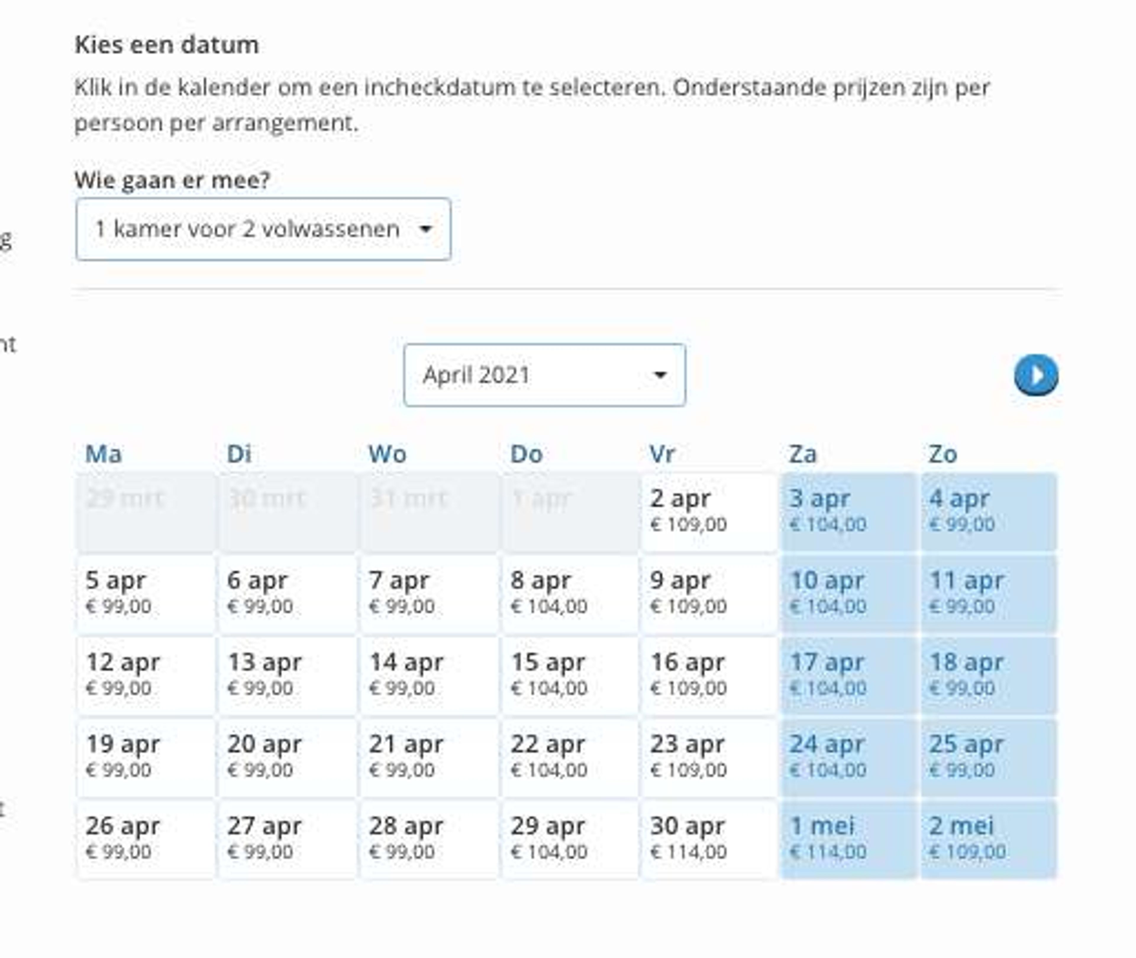 Boekingsvoorbeeld