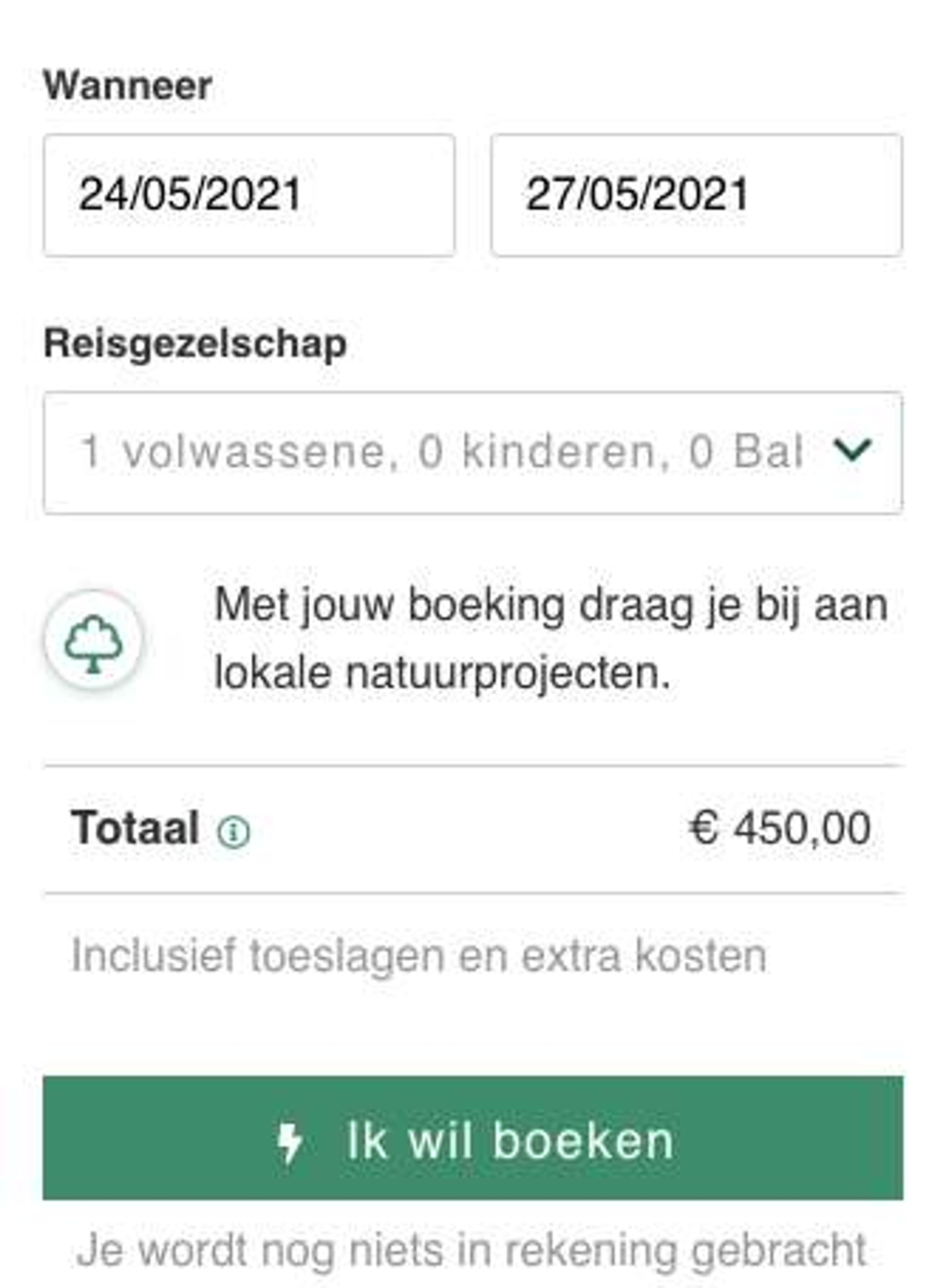 Boekingsvoorbeeld