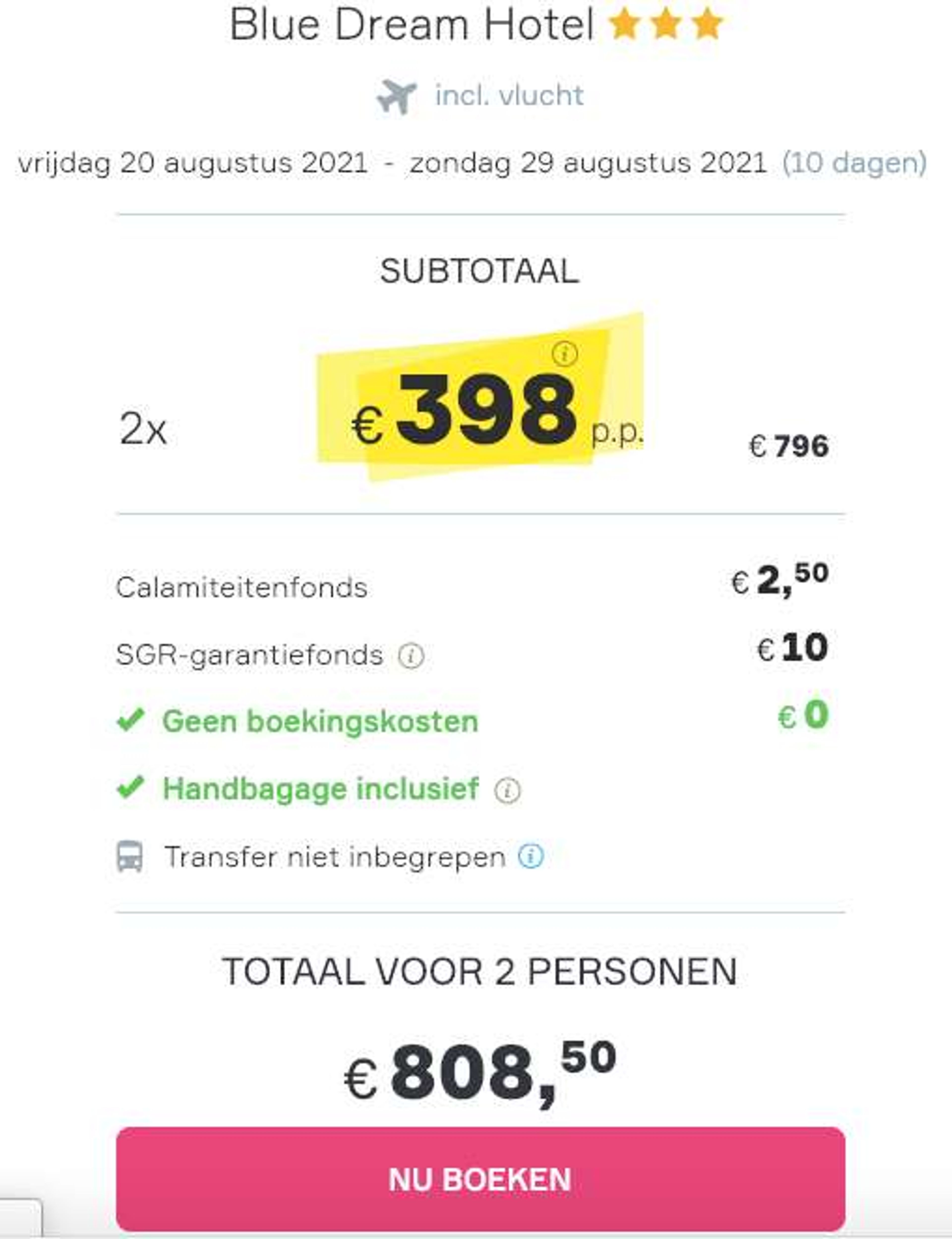 Boekingsvoorbeeld