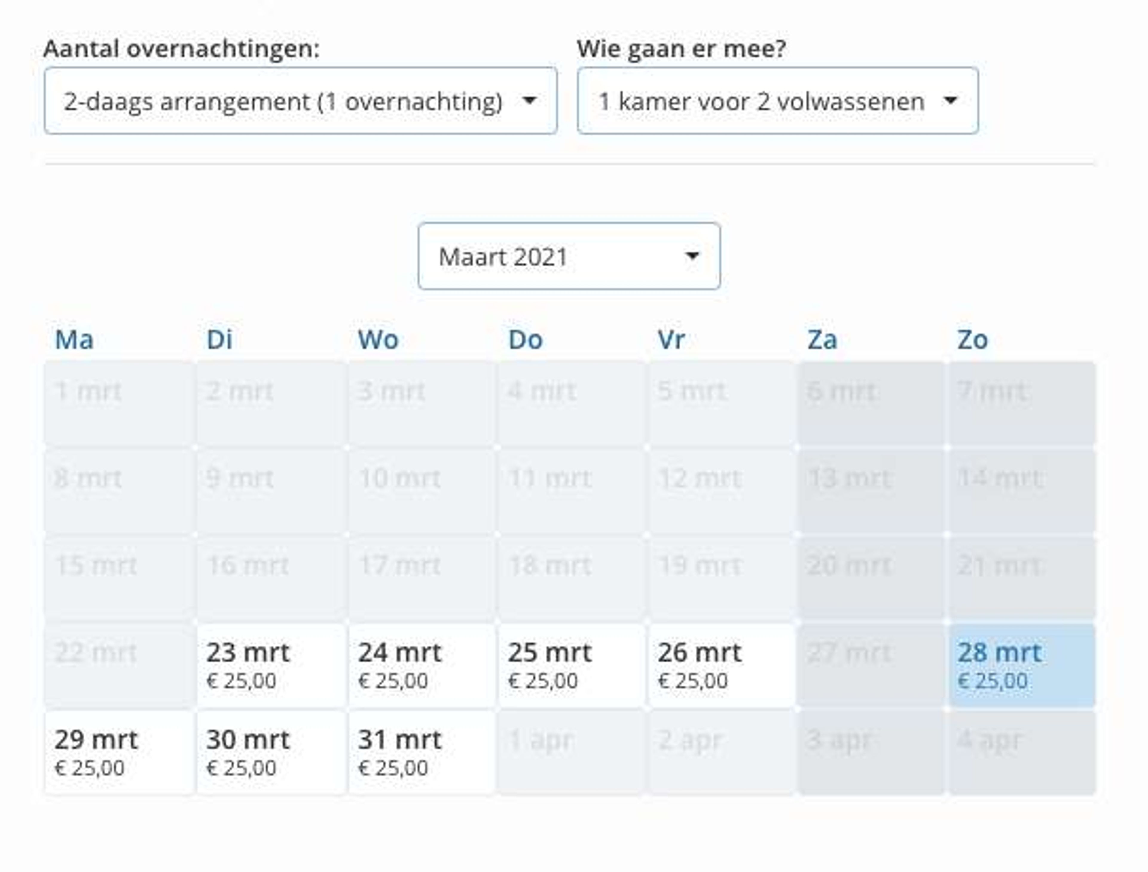 Boekingsvoorbeeld