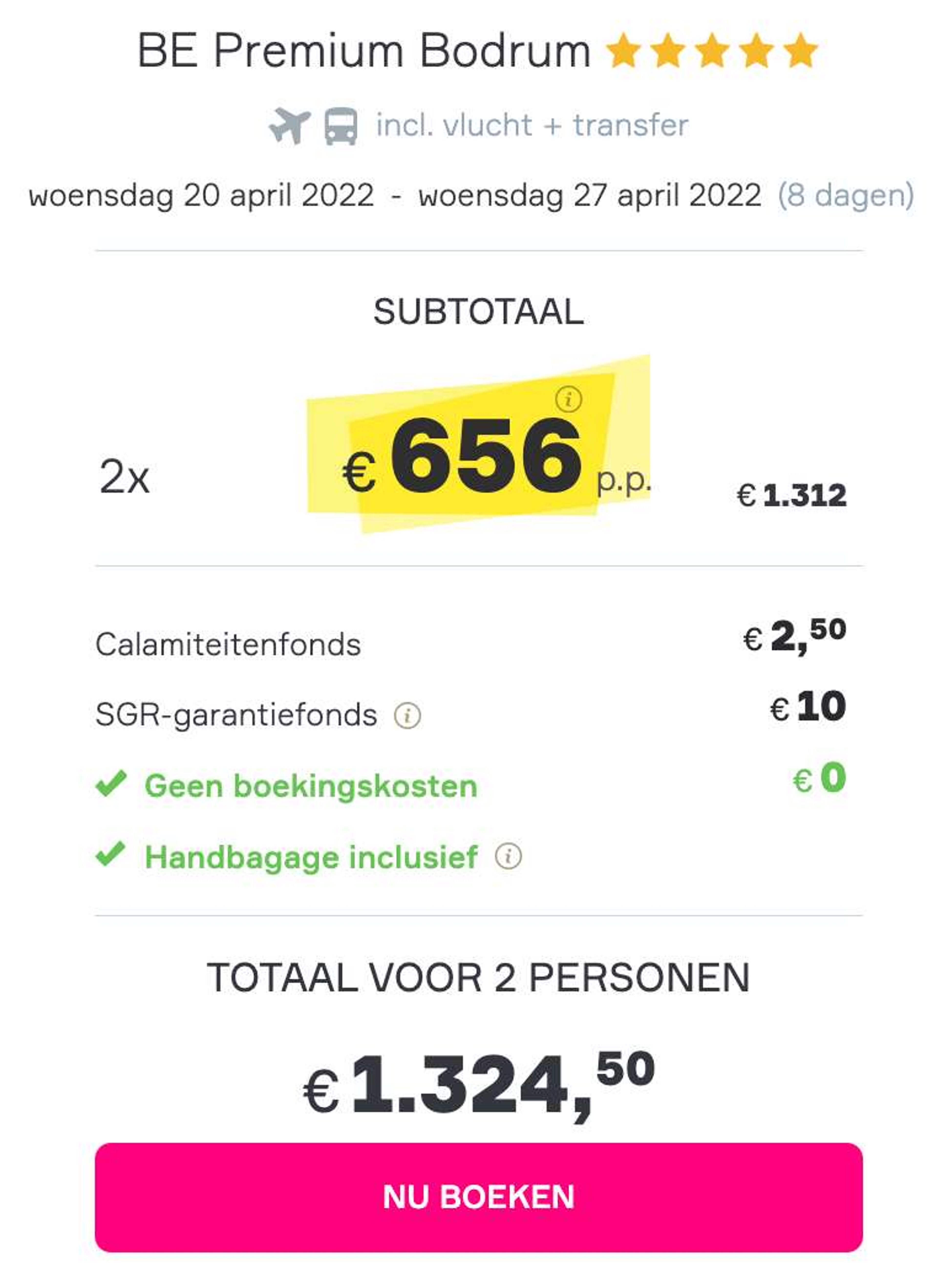 Boekingsvoorbeeld