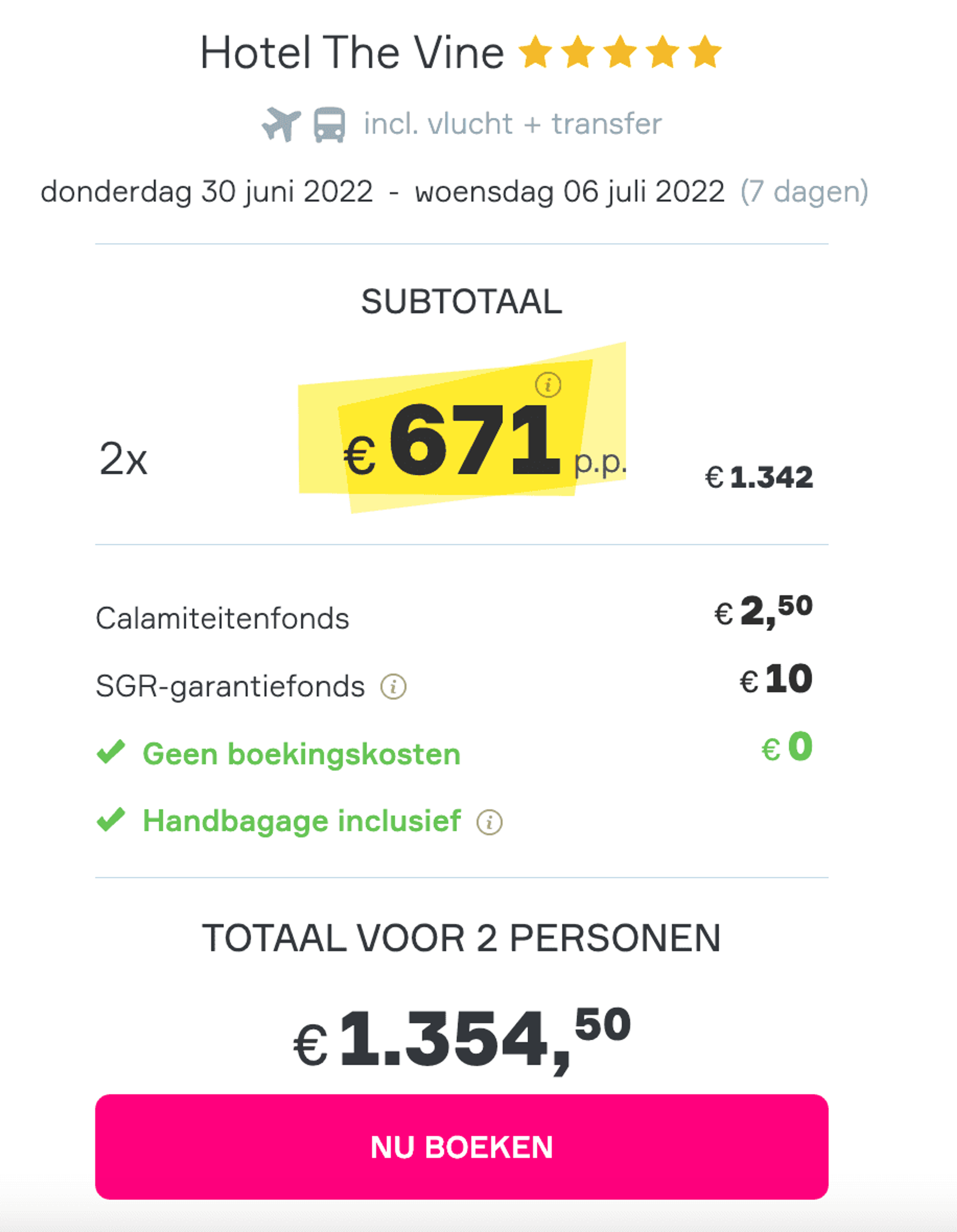 Boekingsvoorbeeld