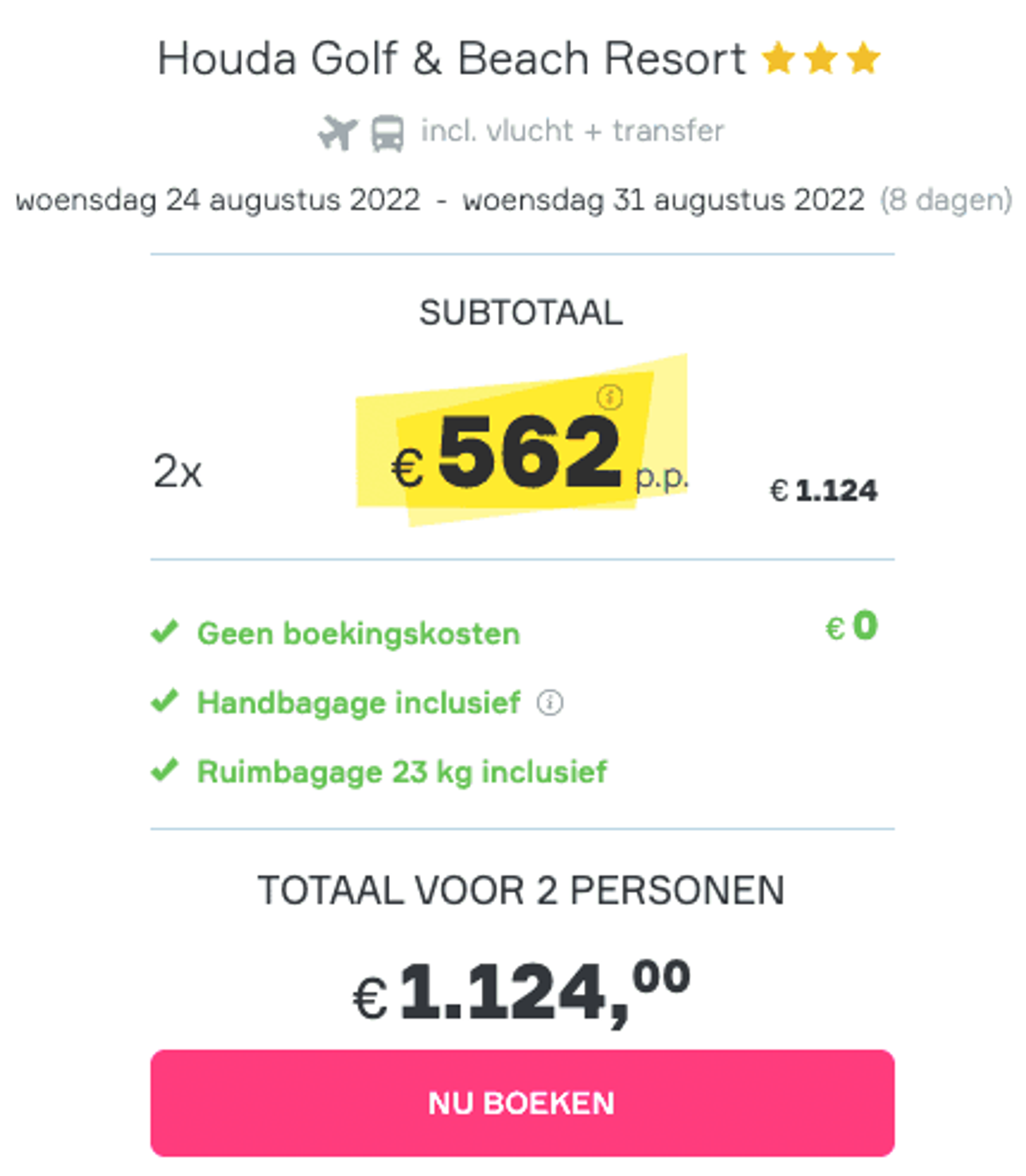 Boekingsvoorbeeld