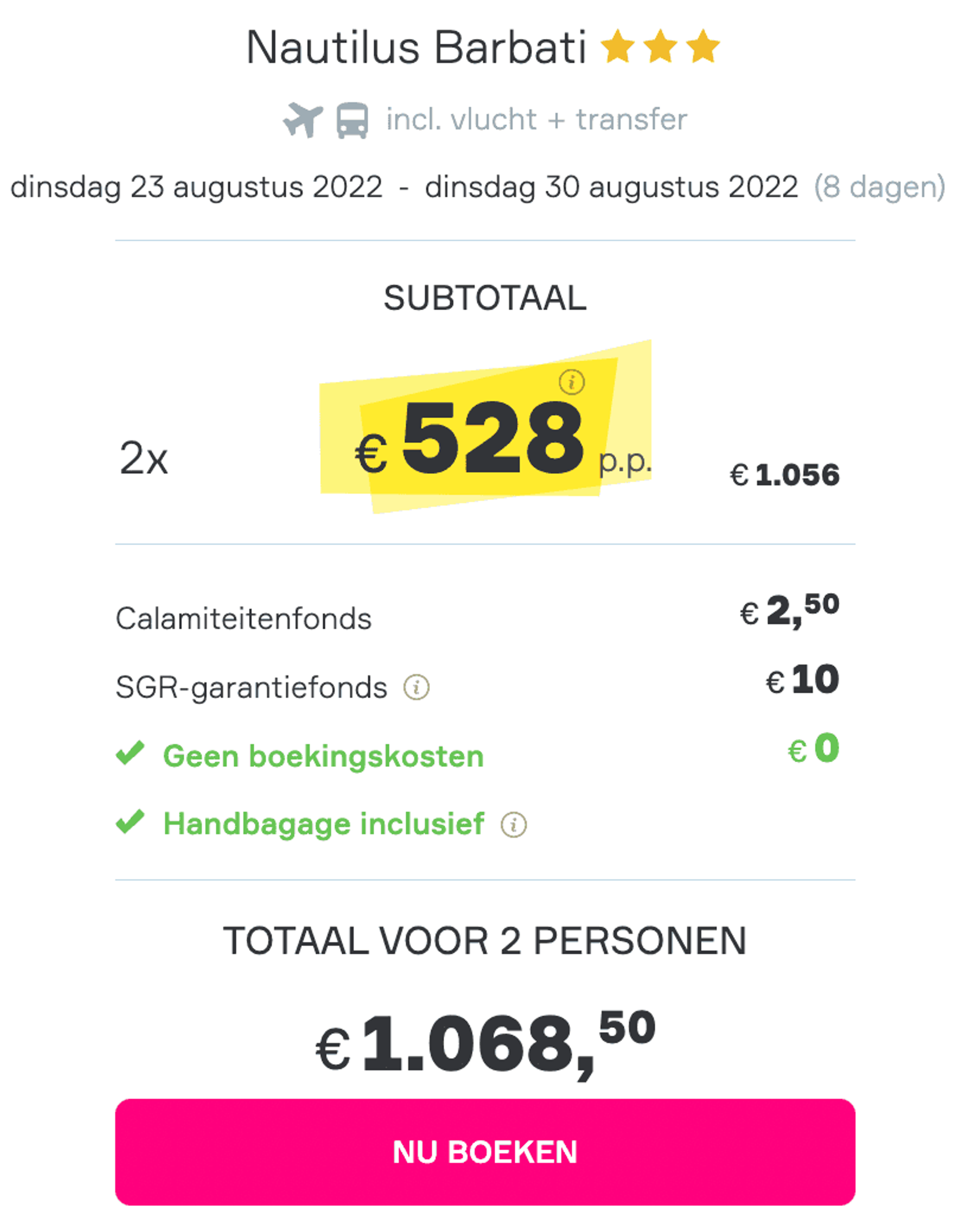 Boekingsvoorbeeld