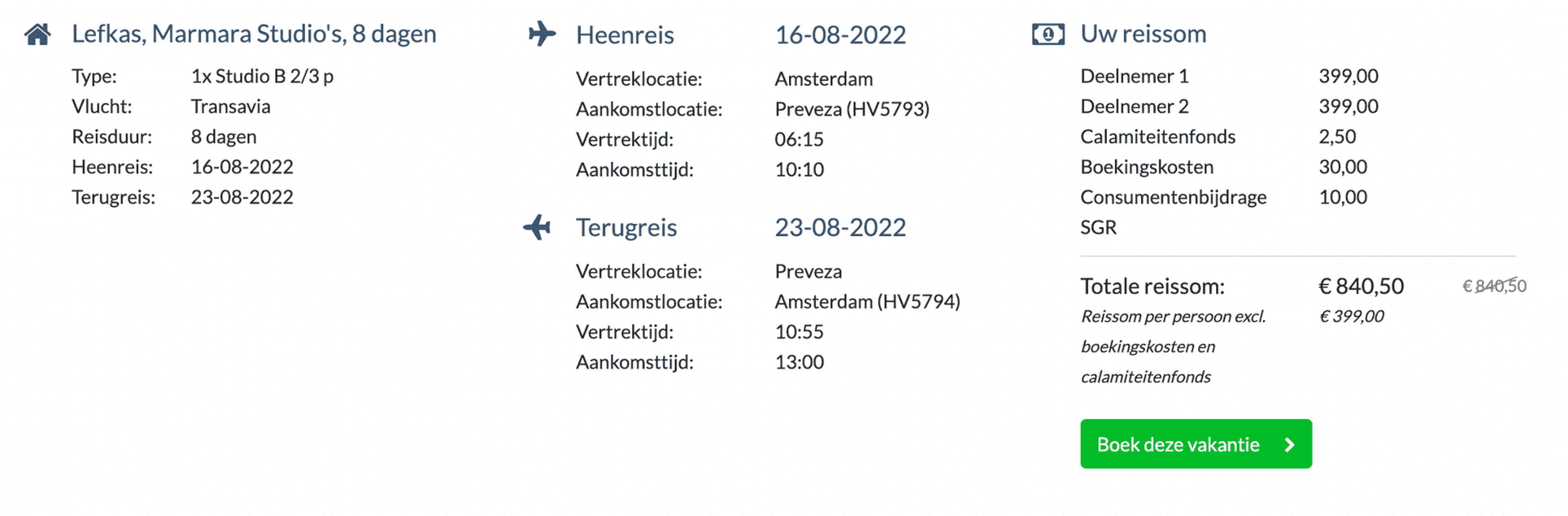 Boekingsvoorbeeld