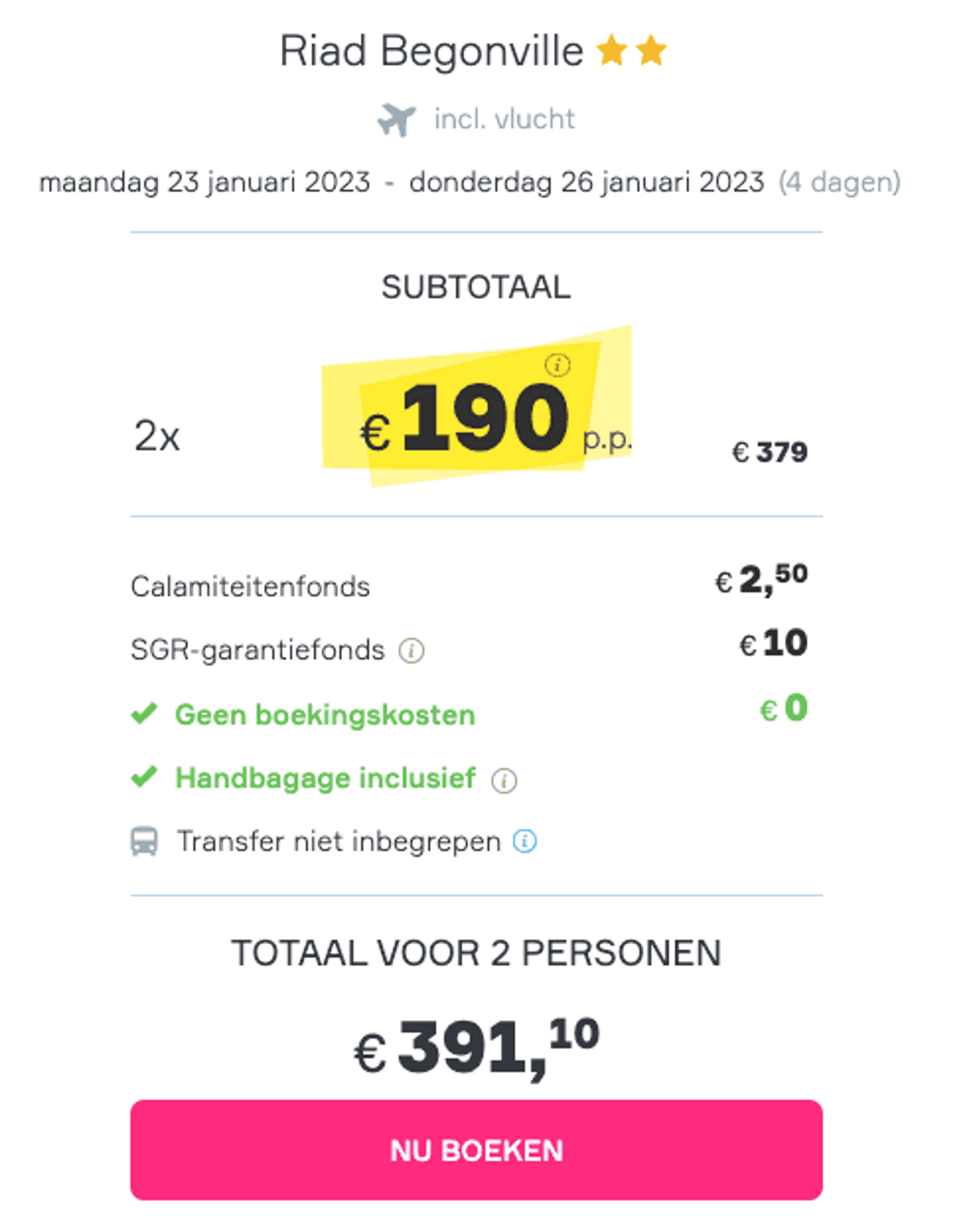 Boekingsvoorbeeld