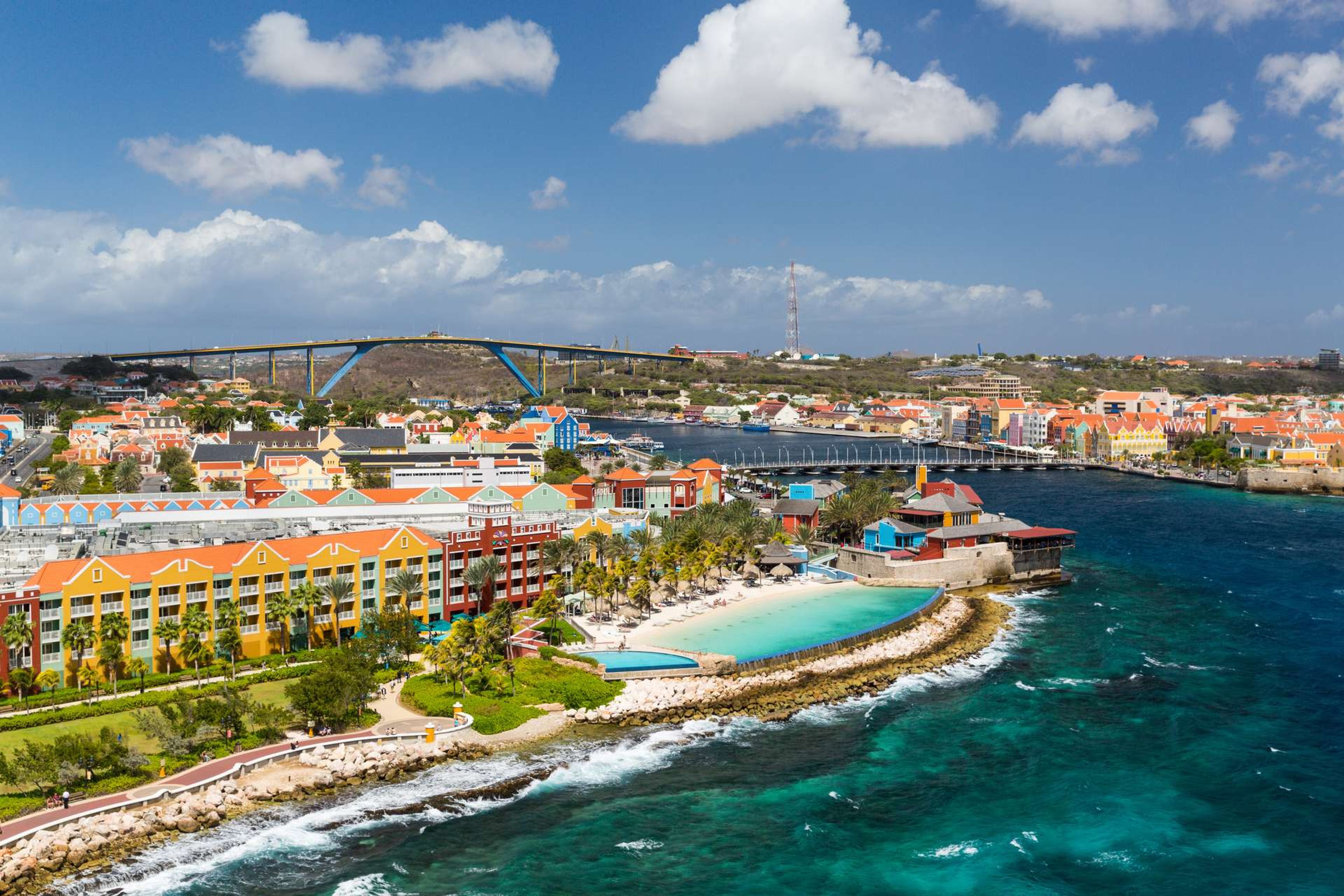 Curacao Willemstad The Queen Emma Bridge across St. Anna Bay