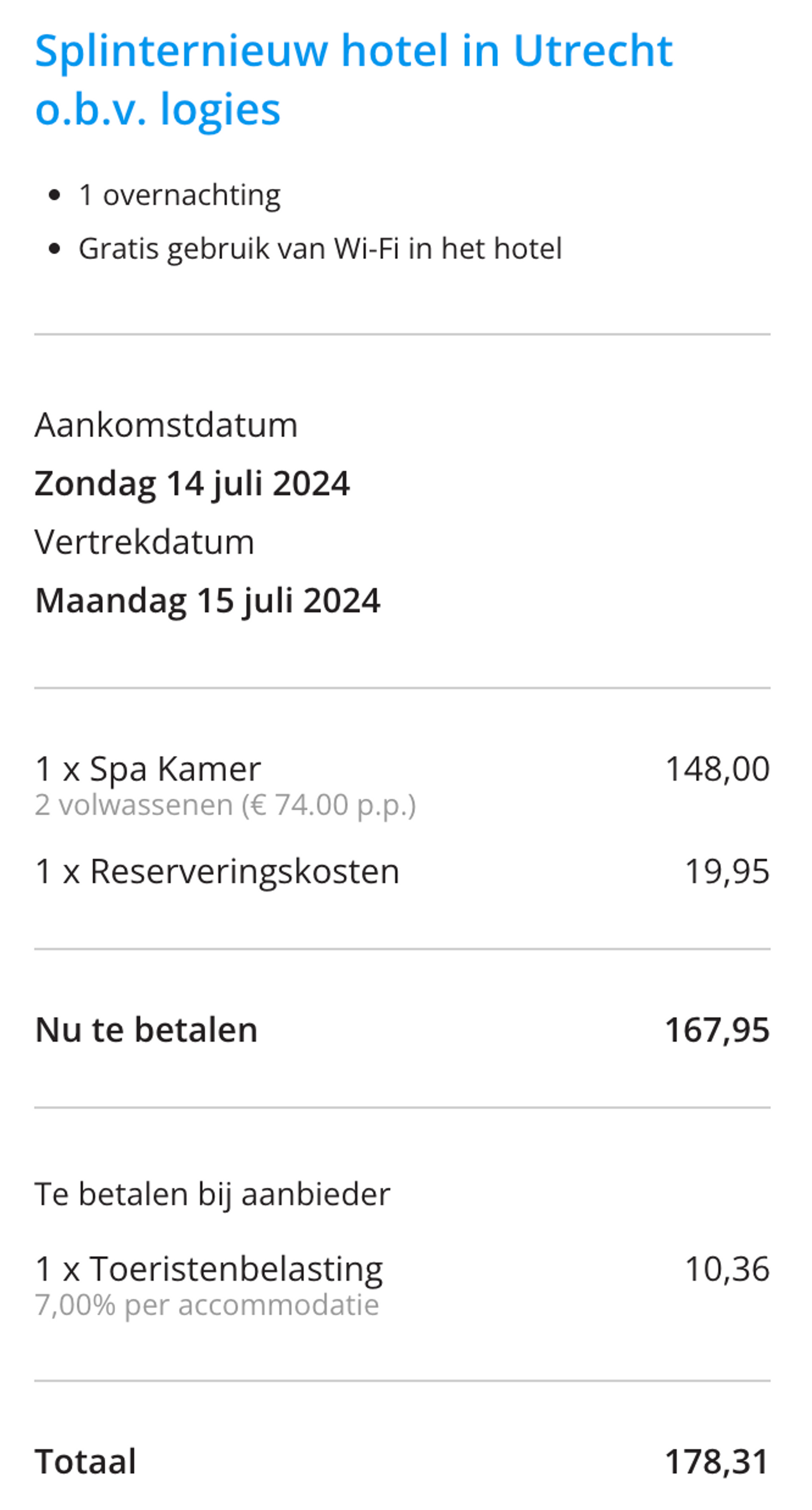 Boekingsvoorbeeld