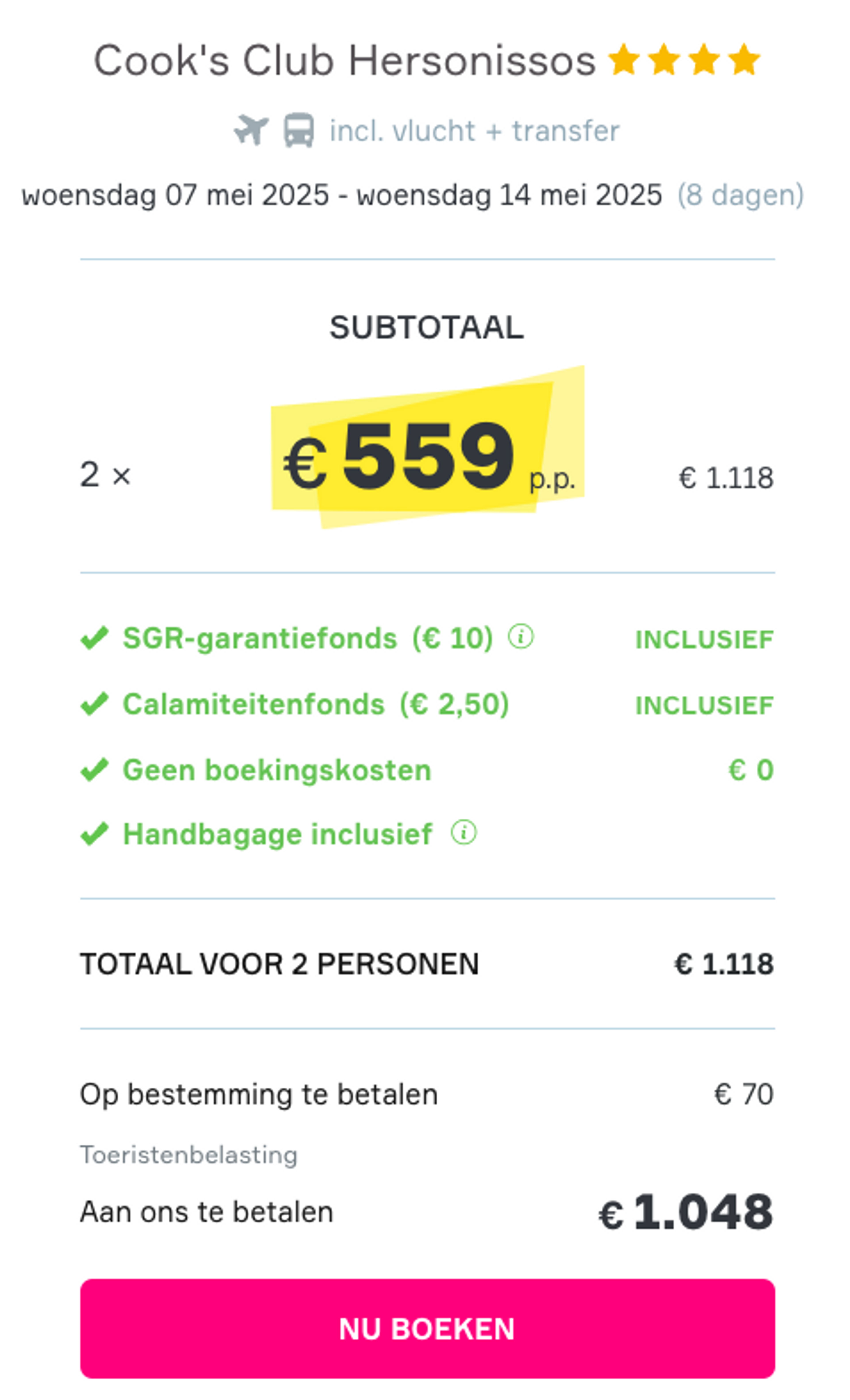 Boekingsvoorbeeld