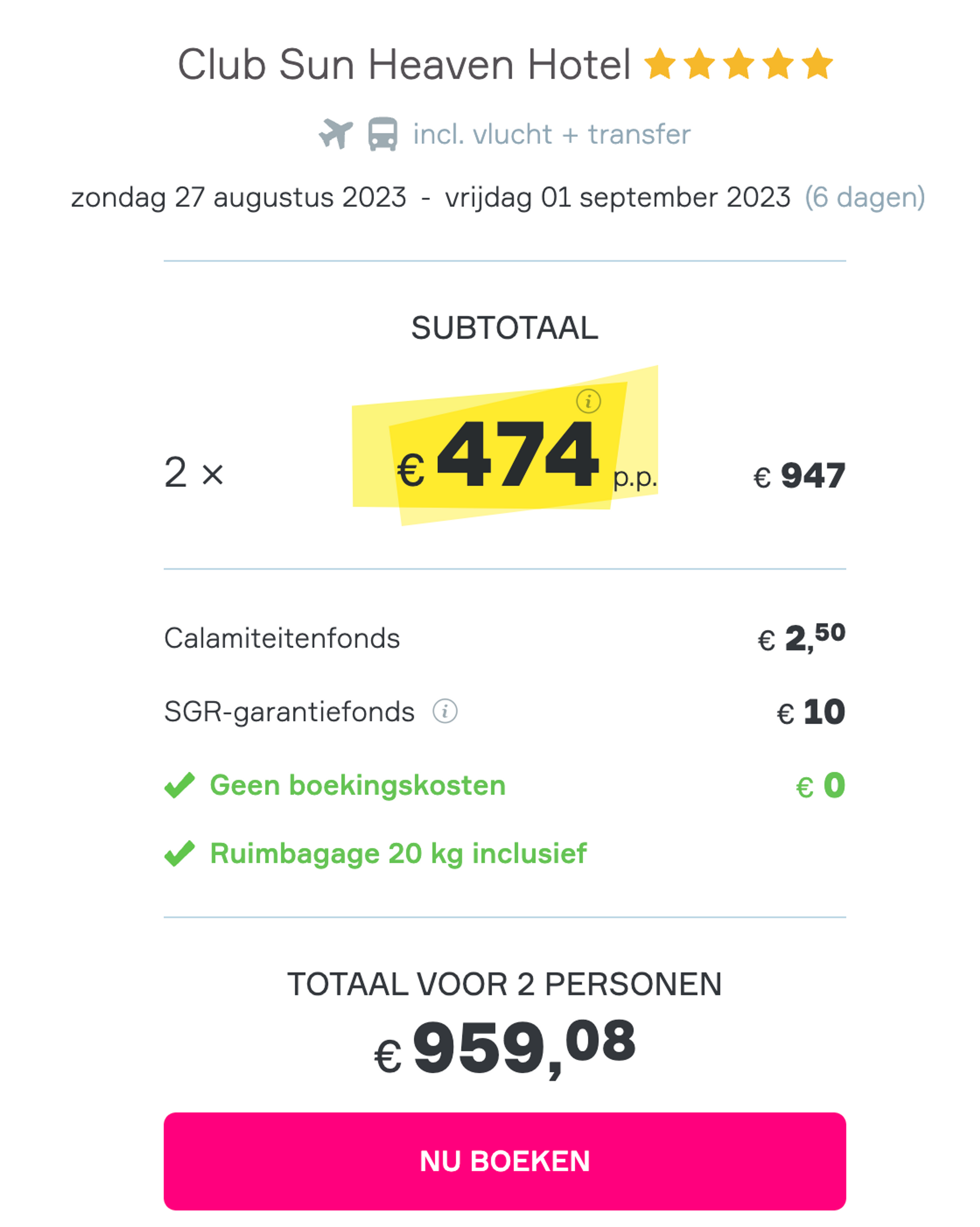 Boekingsvoorbeeld