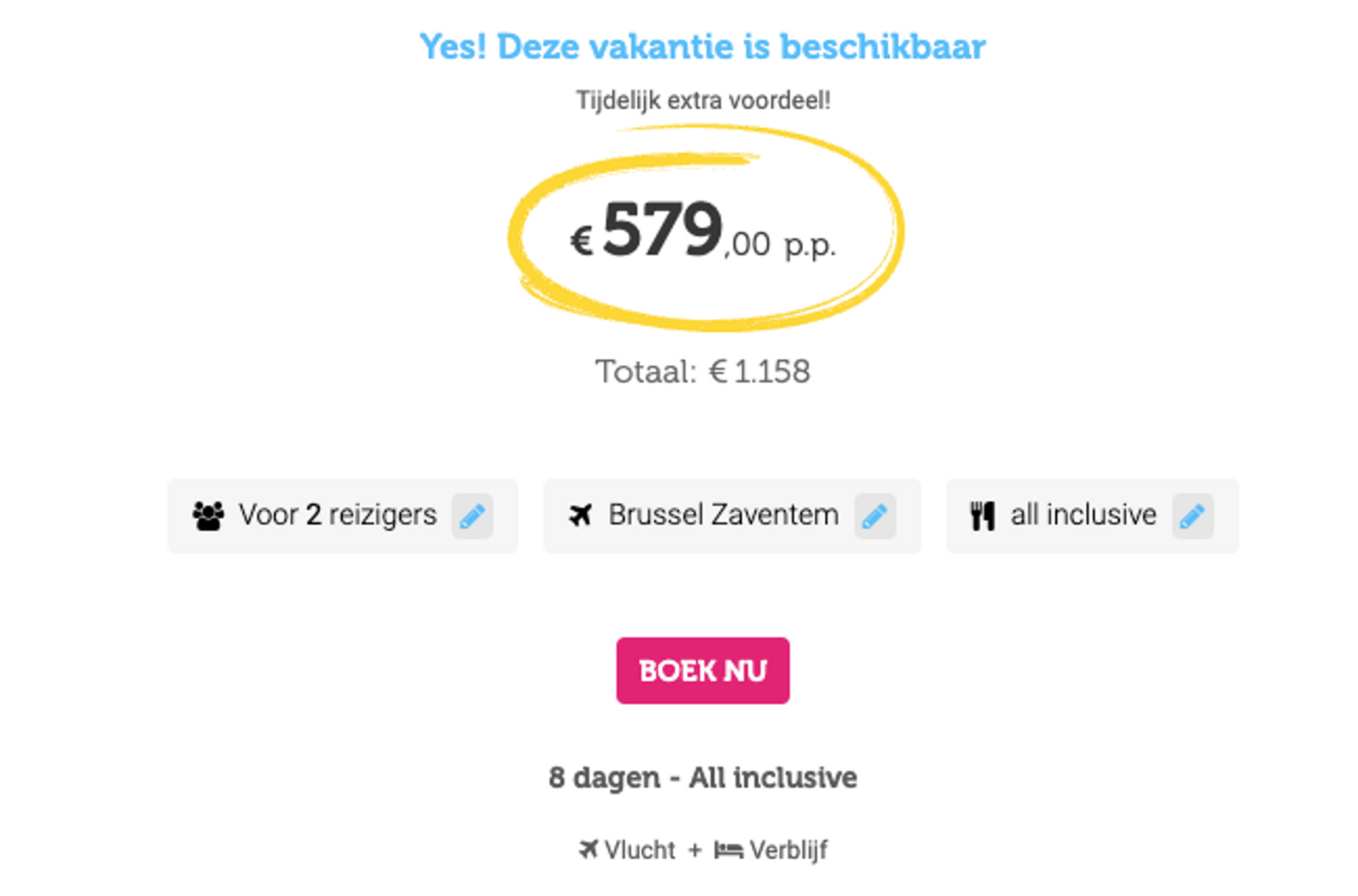 Boekingsvoorbeeld