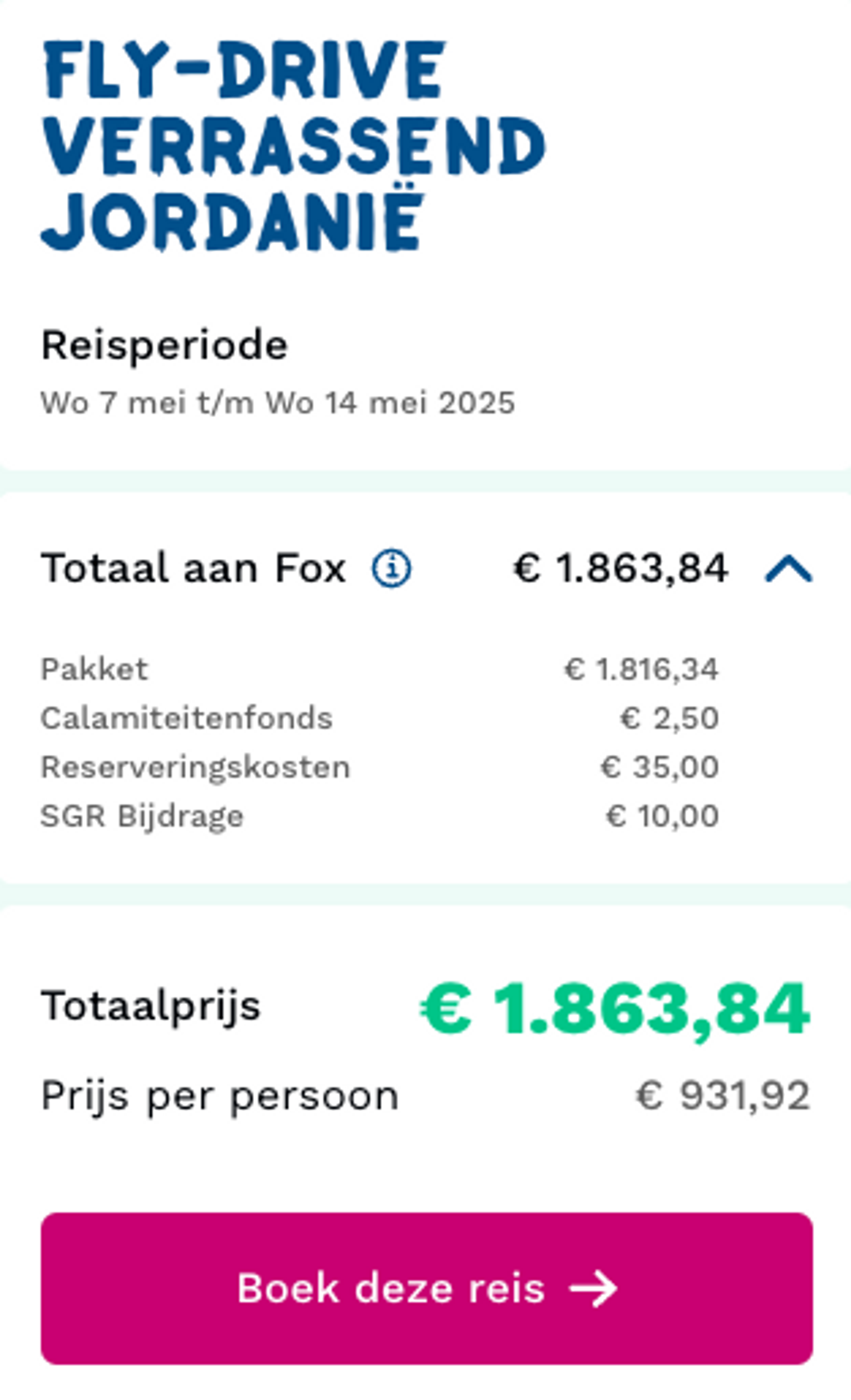 Boekingsvoorbeeld