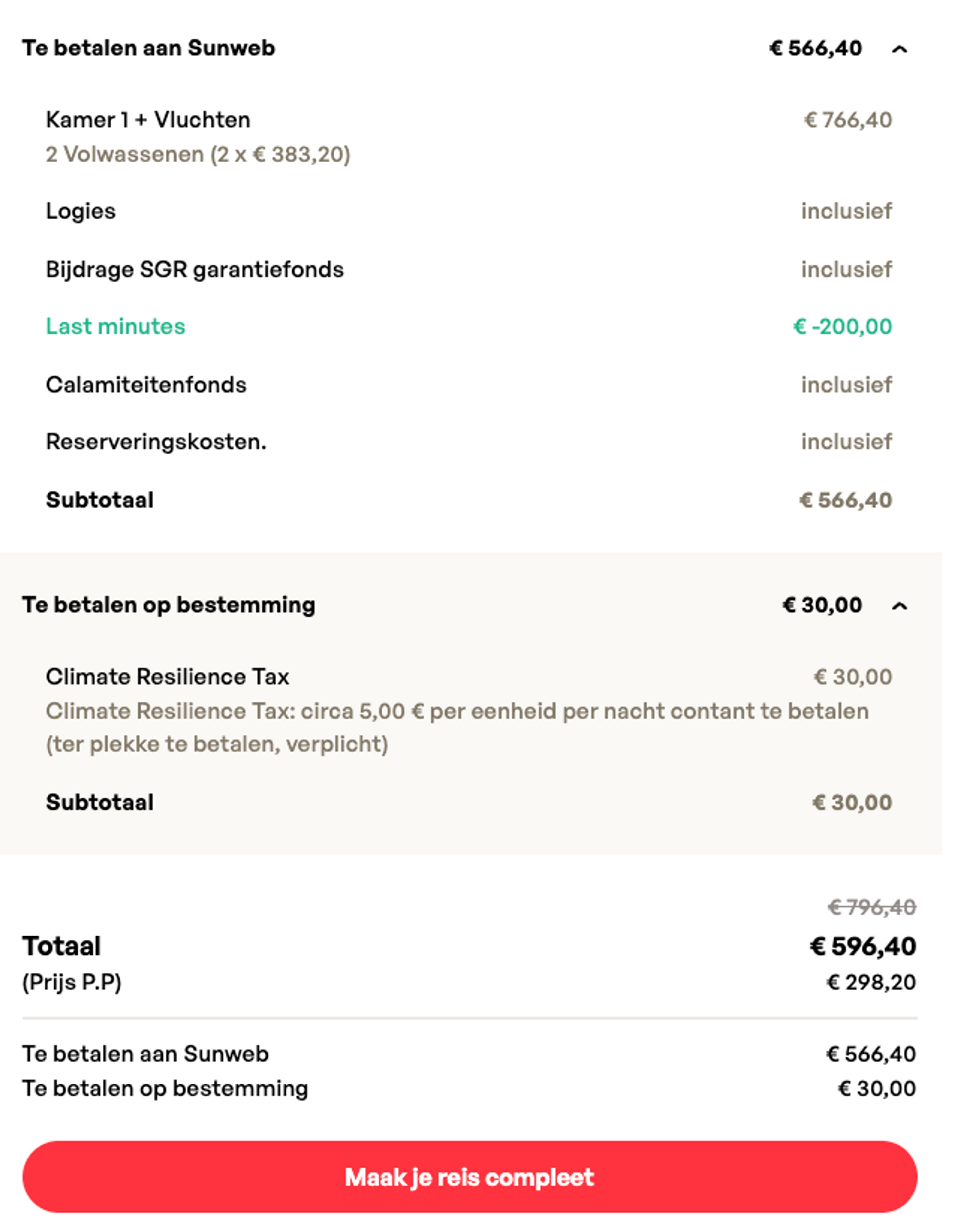 Boekingsvoorbeeld