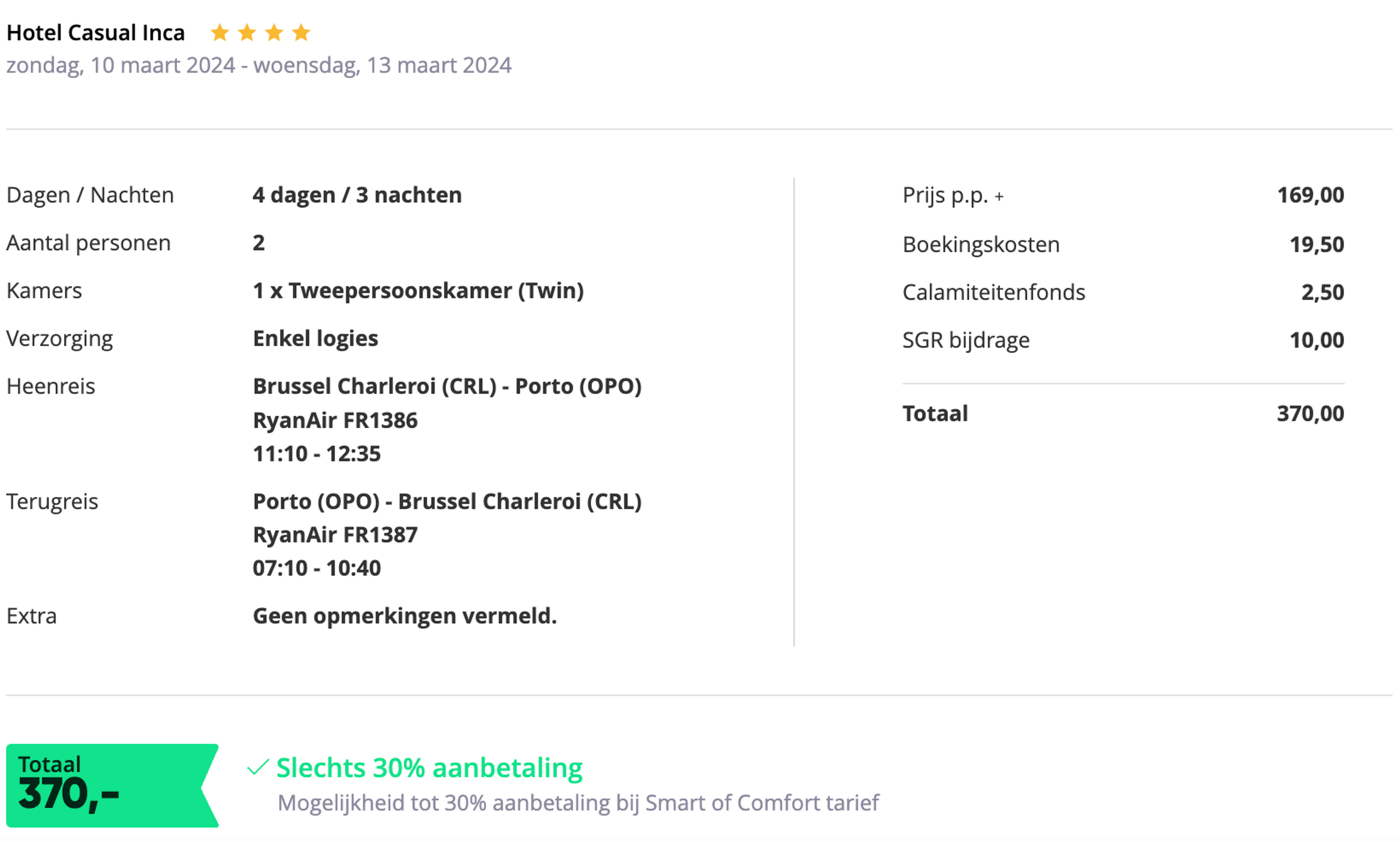 Boekingsvoorbeeld