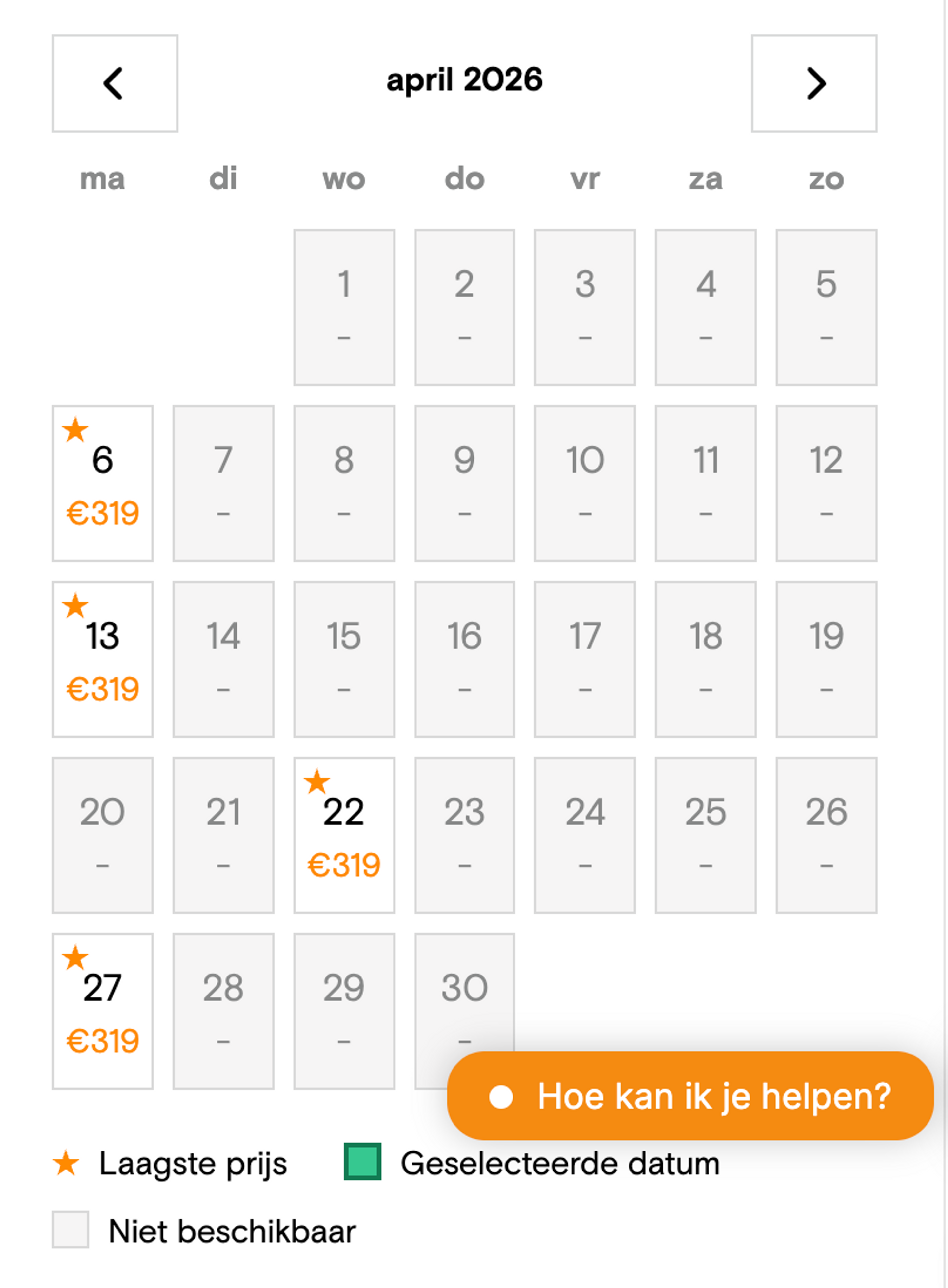 Boekingsvoorbeeld