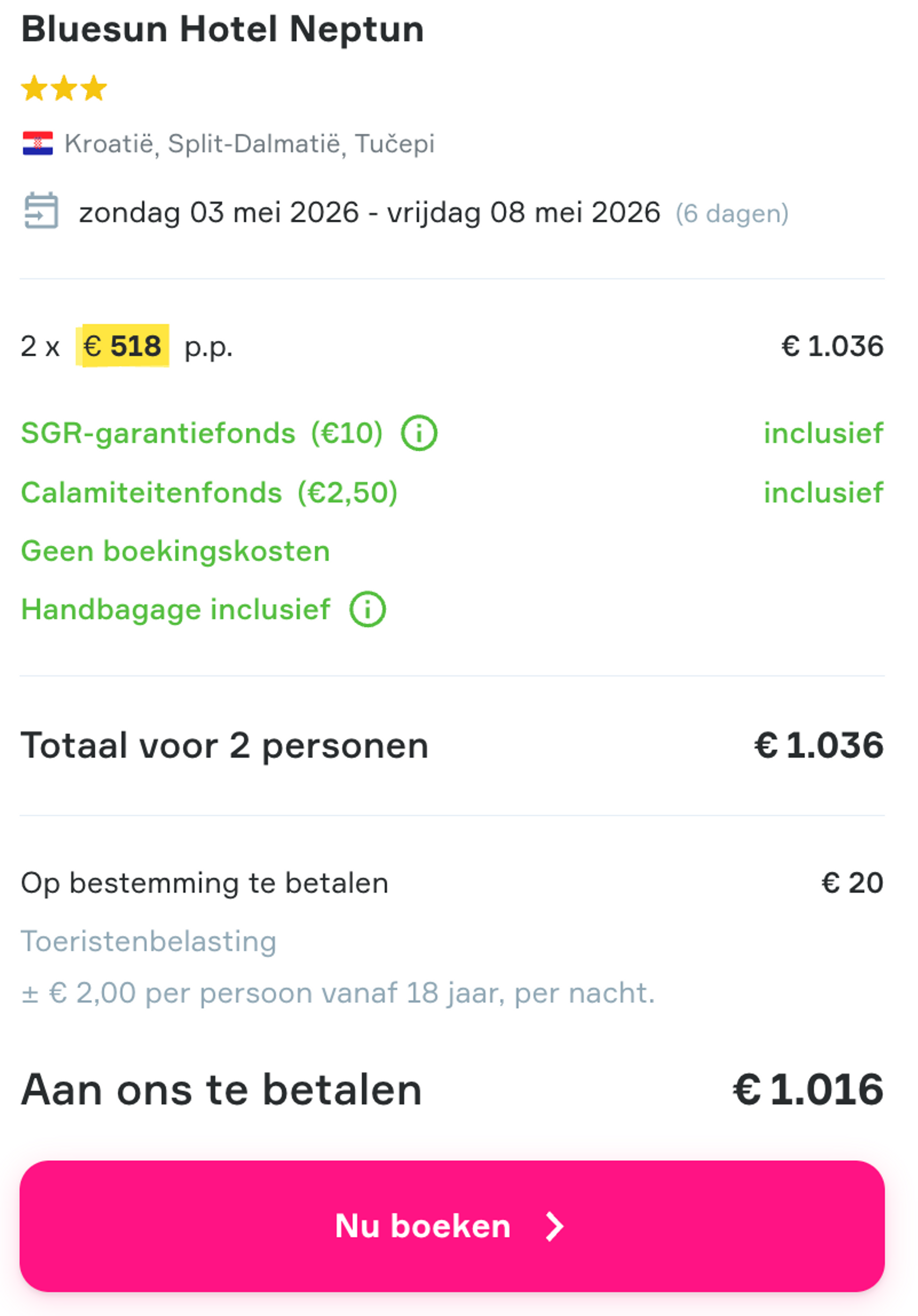 Boekingsvoorbeeld