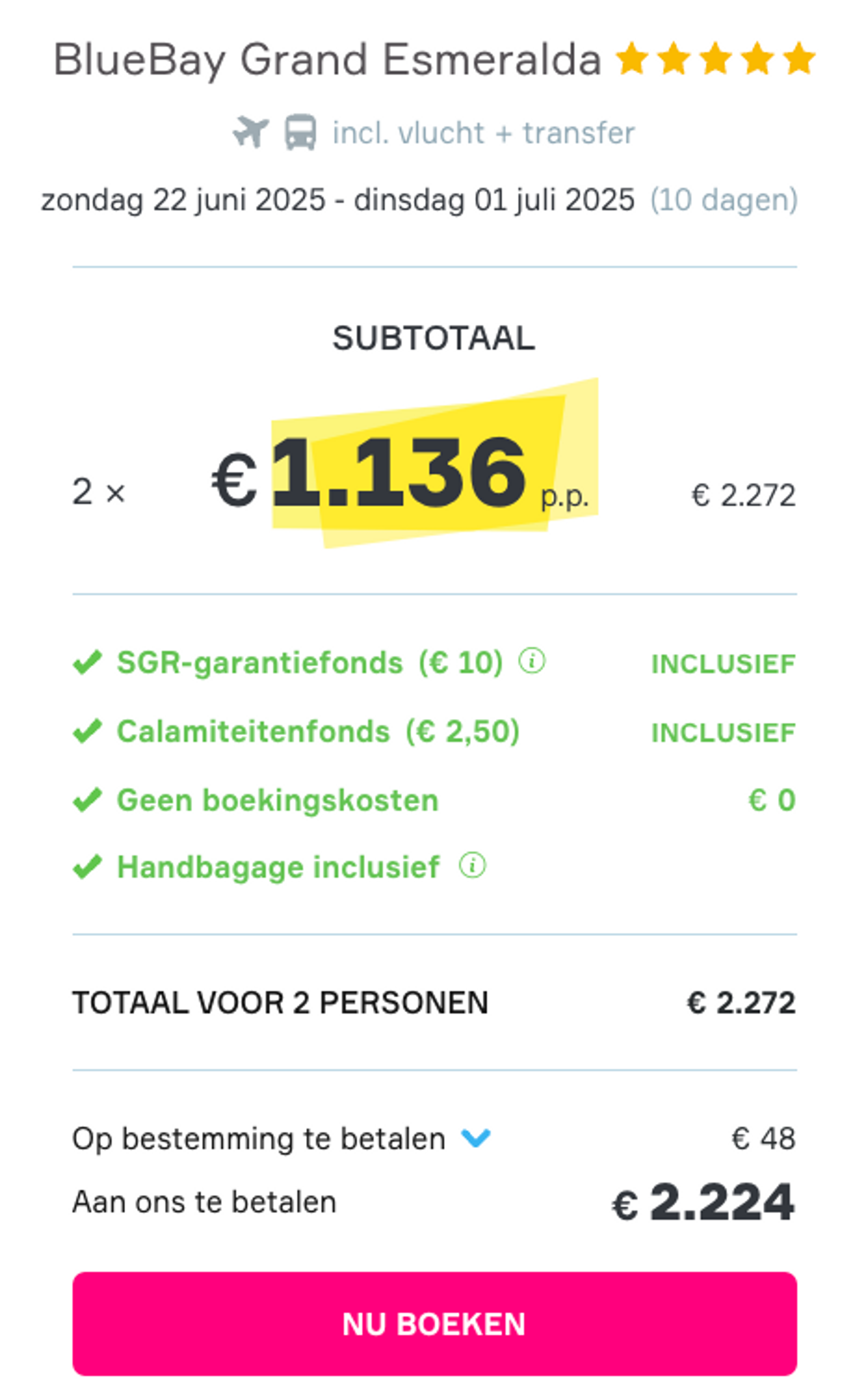 Boekingsvoorbeeld