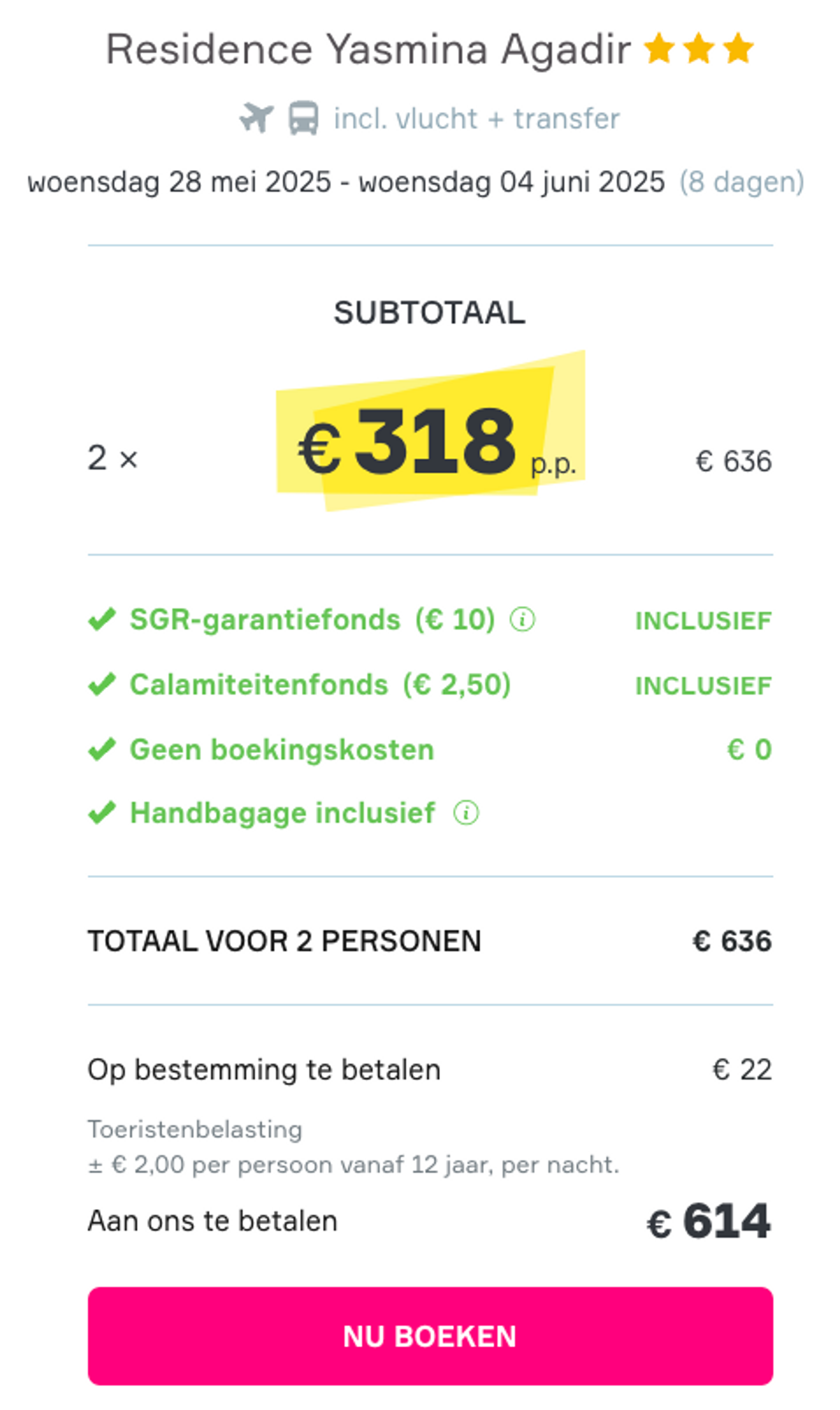 Boekingsvoorbeeld