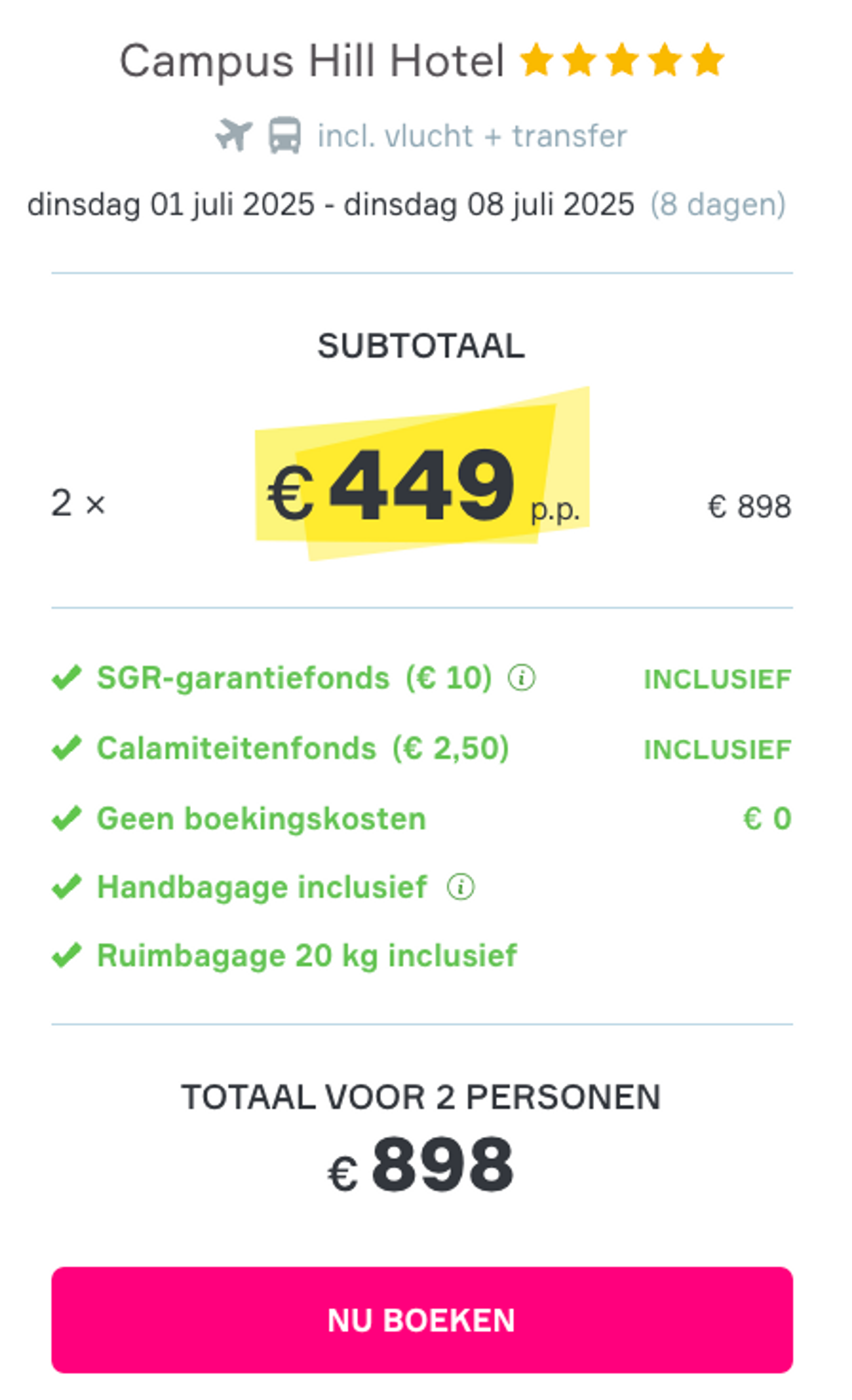 Boekingsvoorbeeld