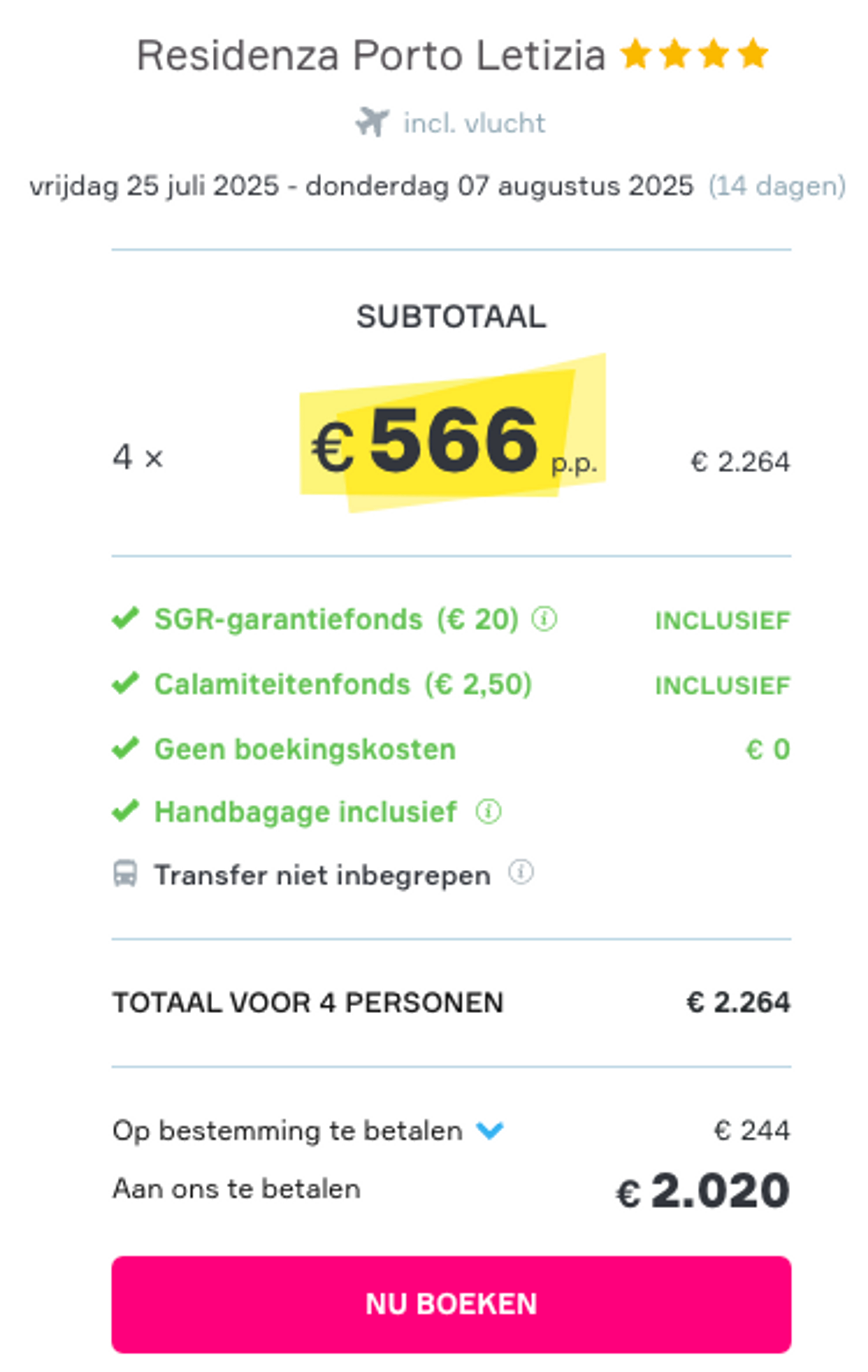 Boekingsvoorbeeld