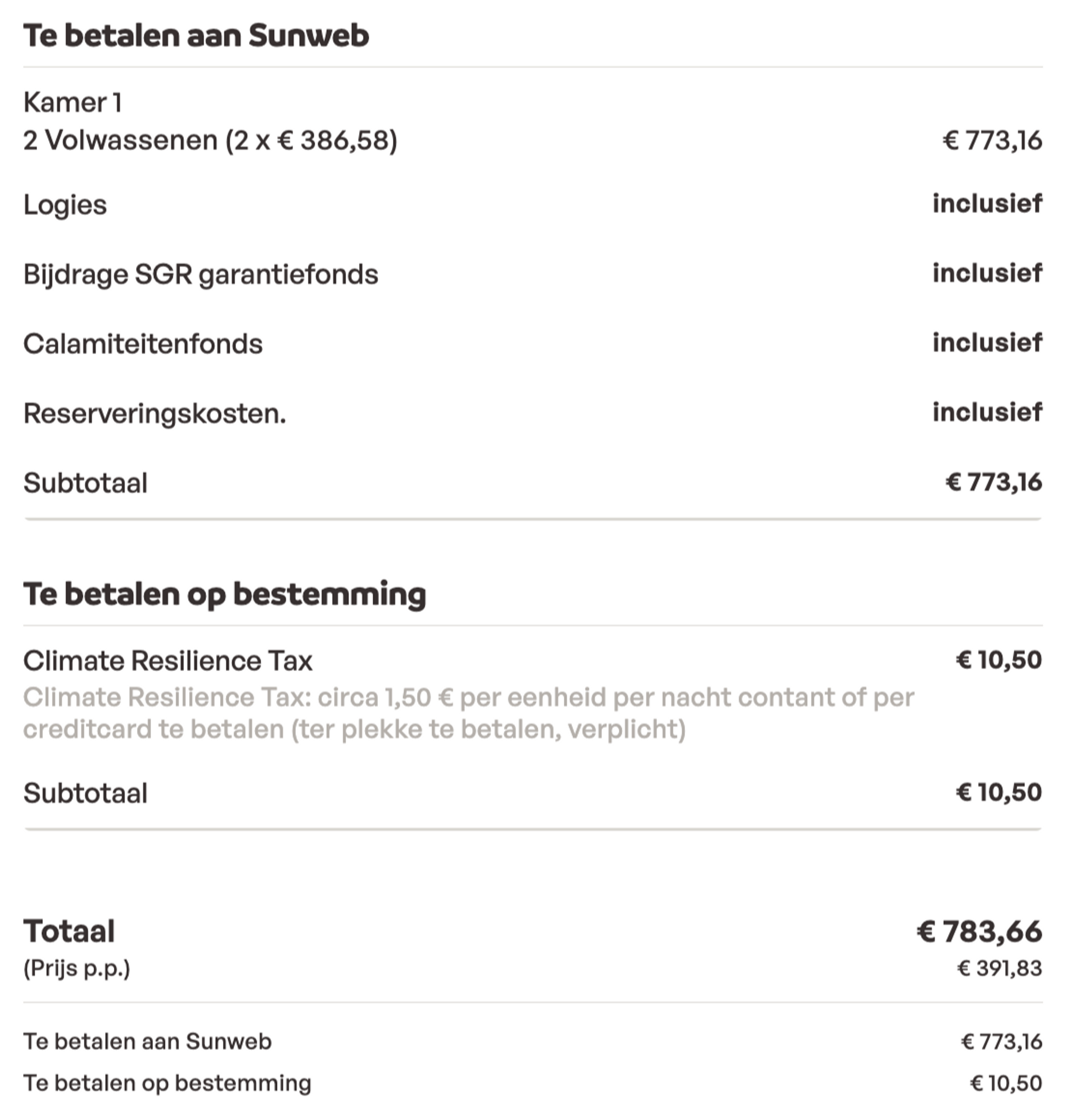 Boekingsvoorbeeld