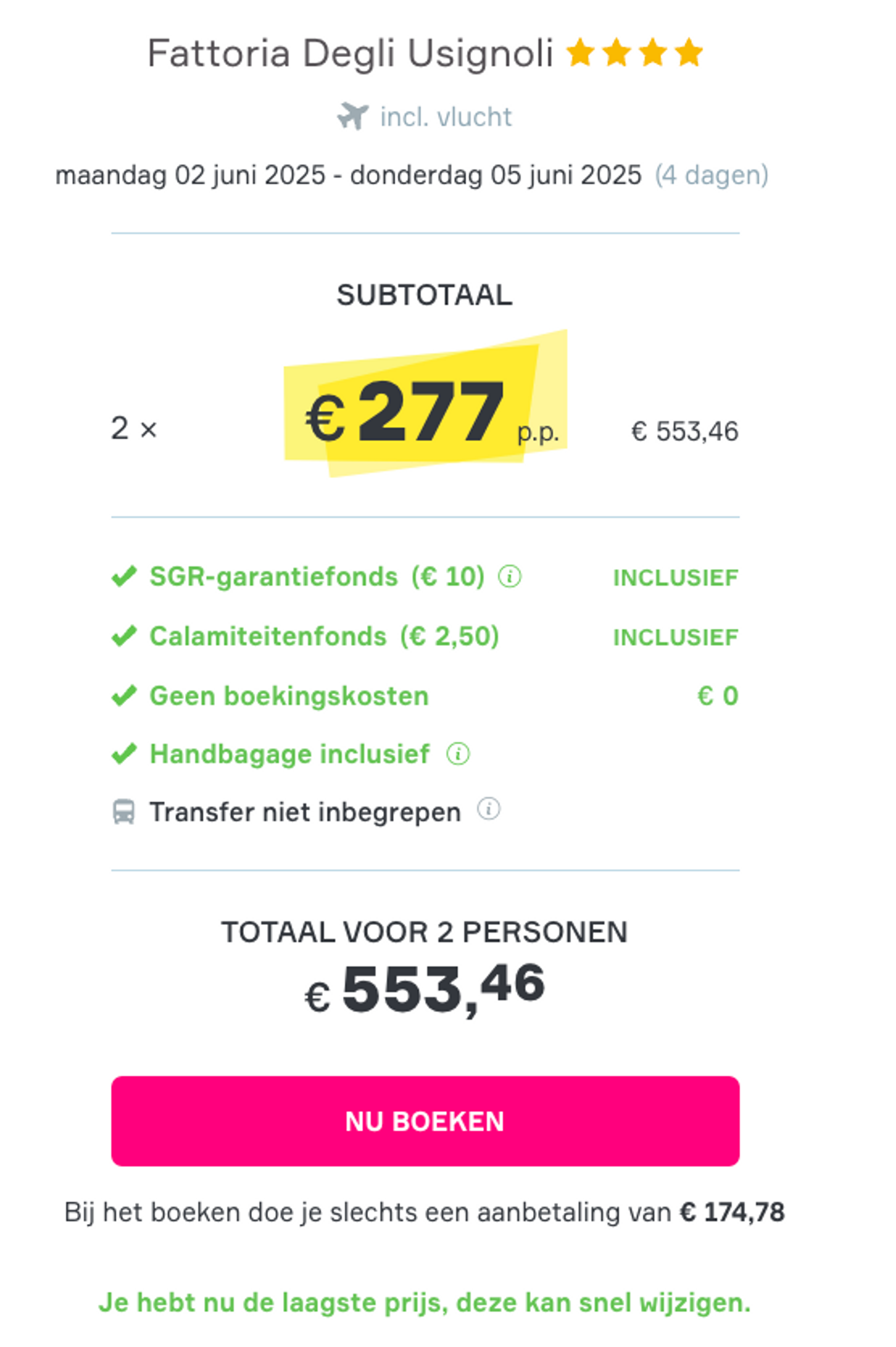 Boekingsvoorbeeld