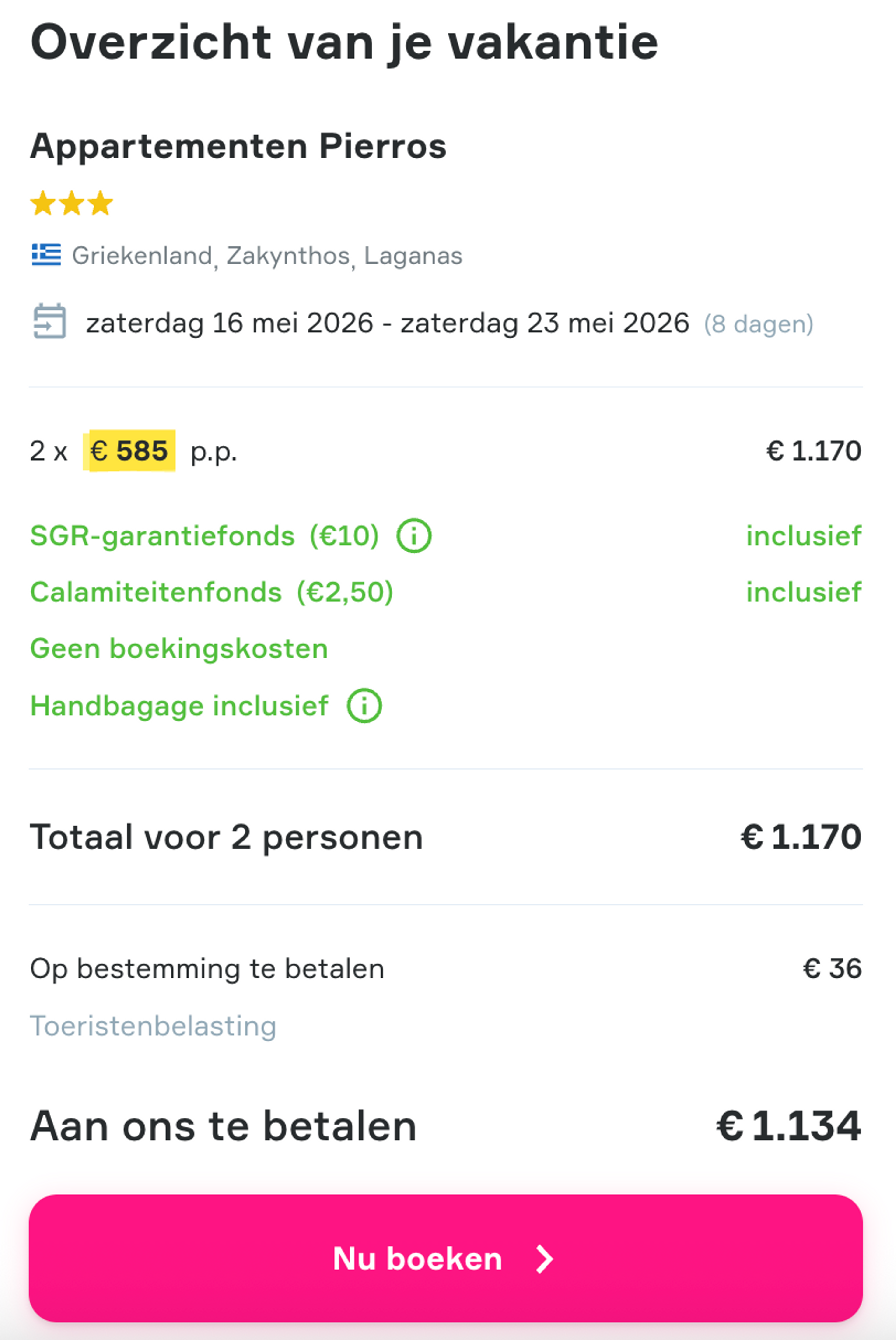 Boekingsvoorbeeld