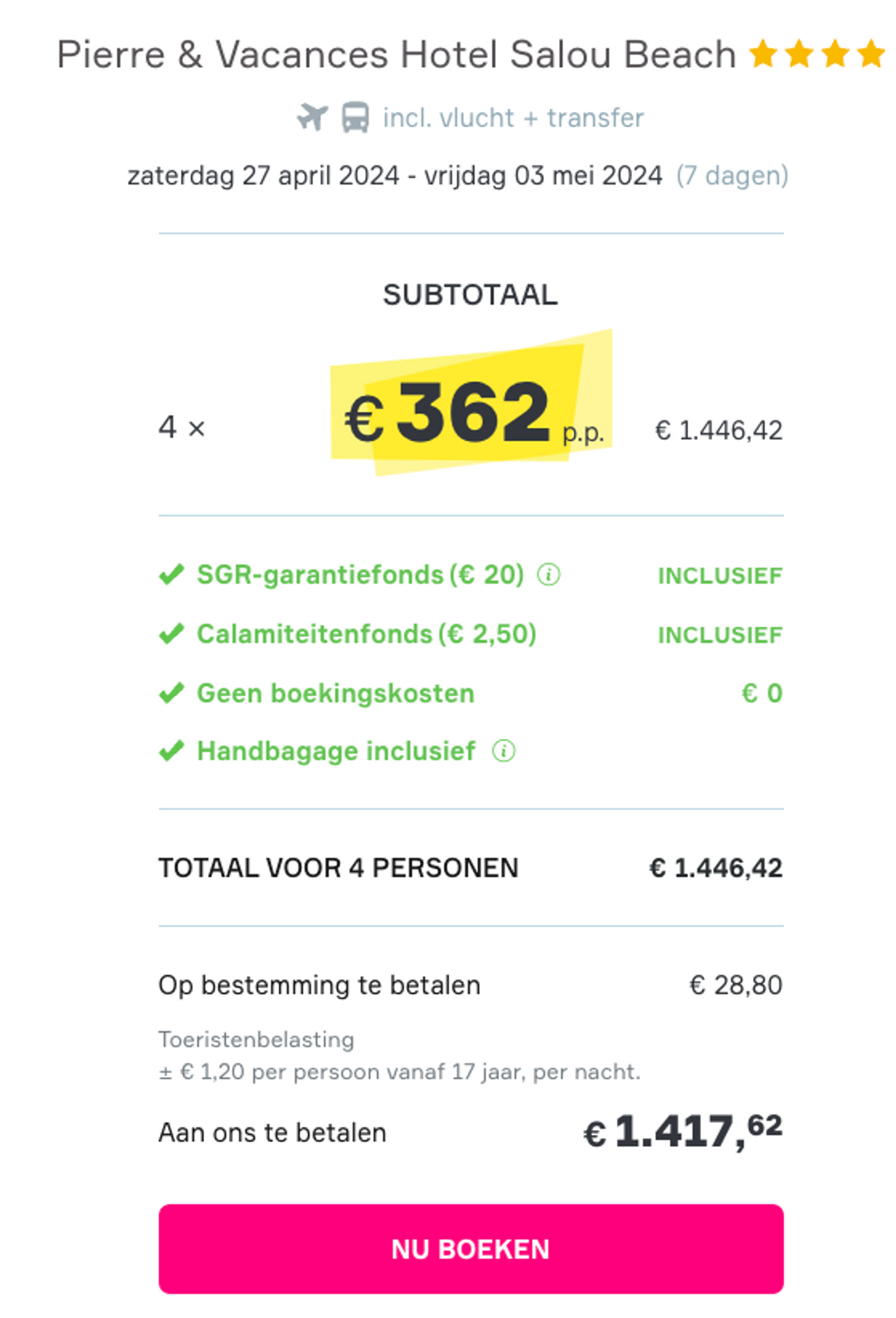 Boekingsvoorbeeld