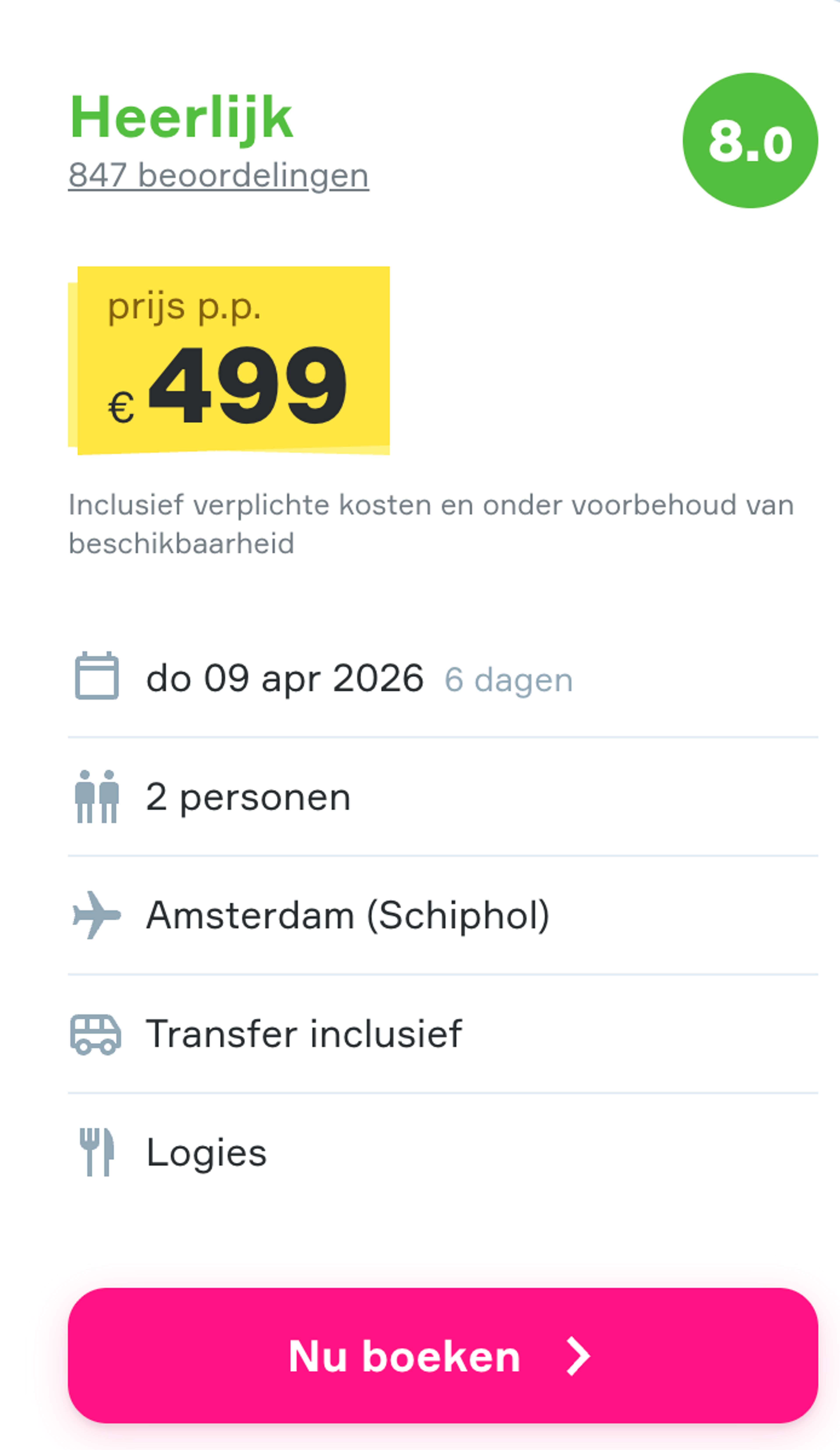 Boekingsvoorbeeld