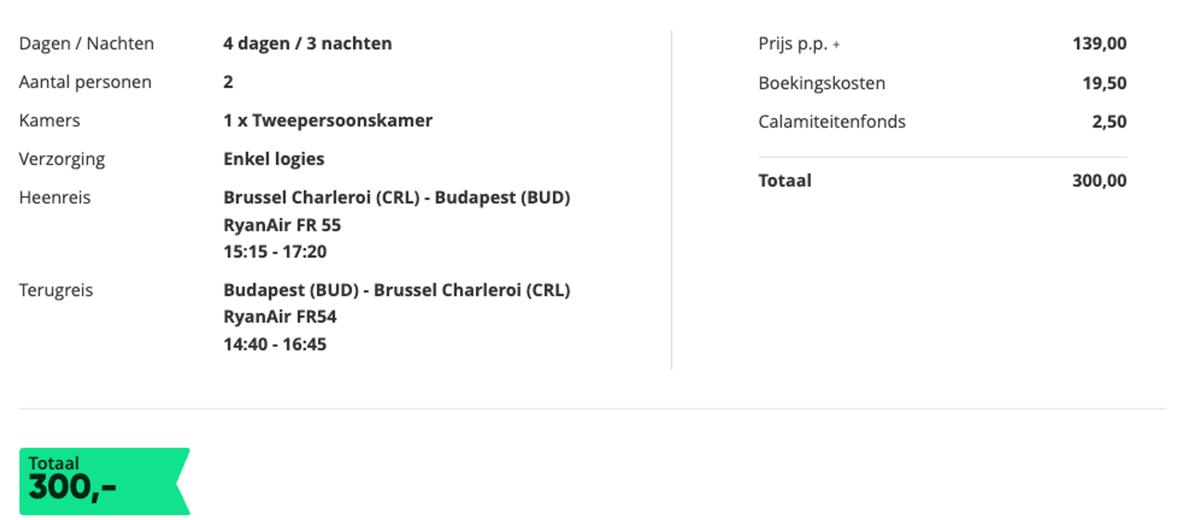 Boekingsvoorbeeld