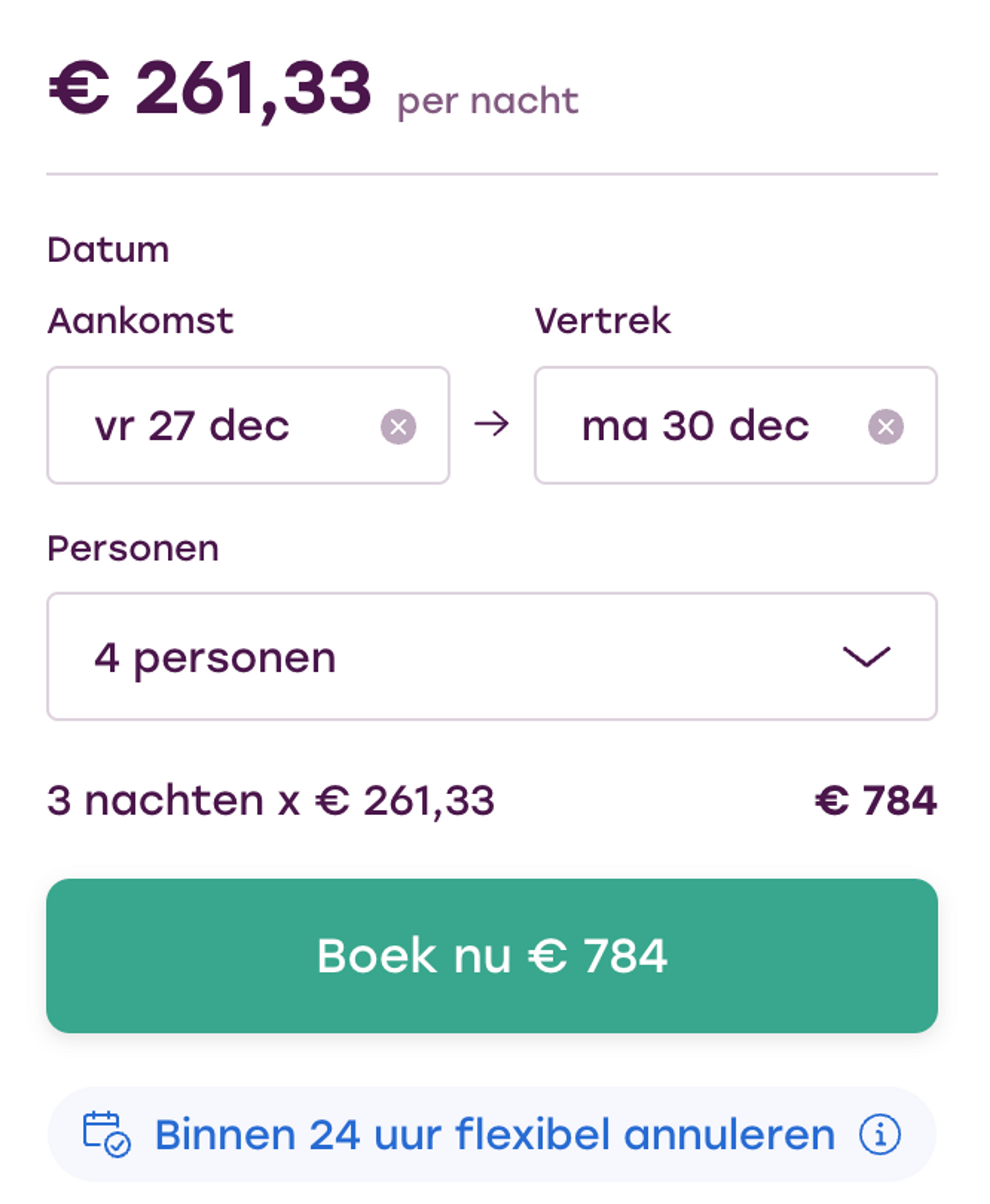 Boekingsvoorbeeld