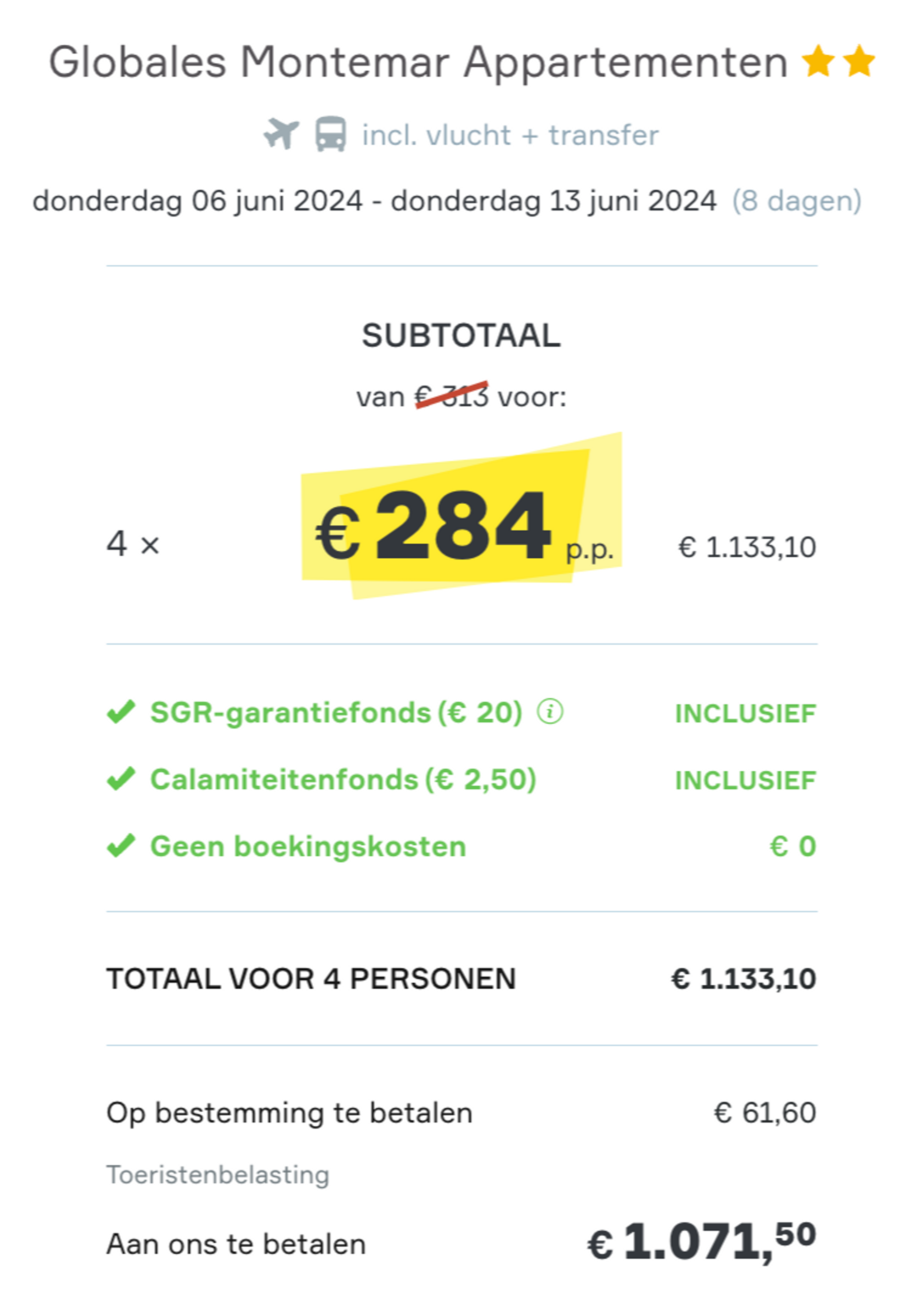 Boekingsvoorbeeld