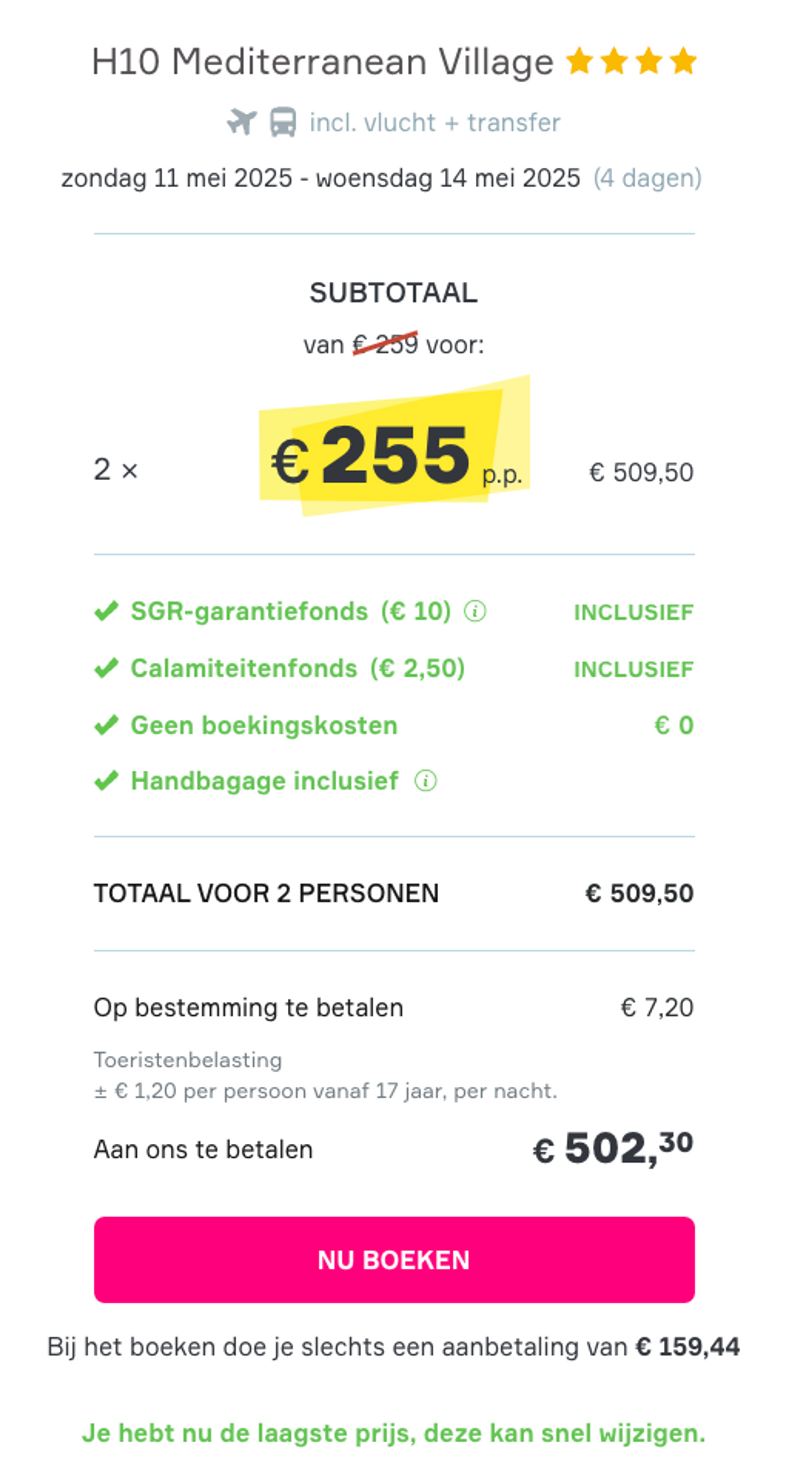 Boekingsvoorbeeld