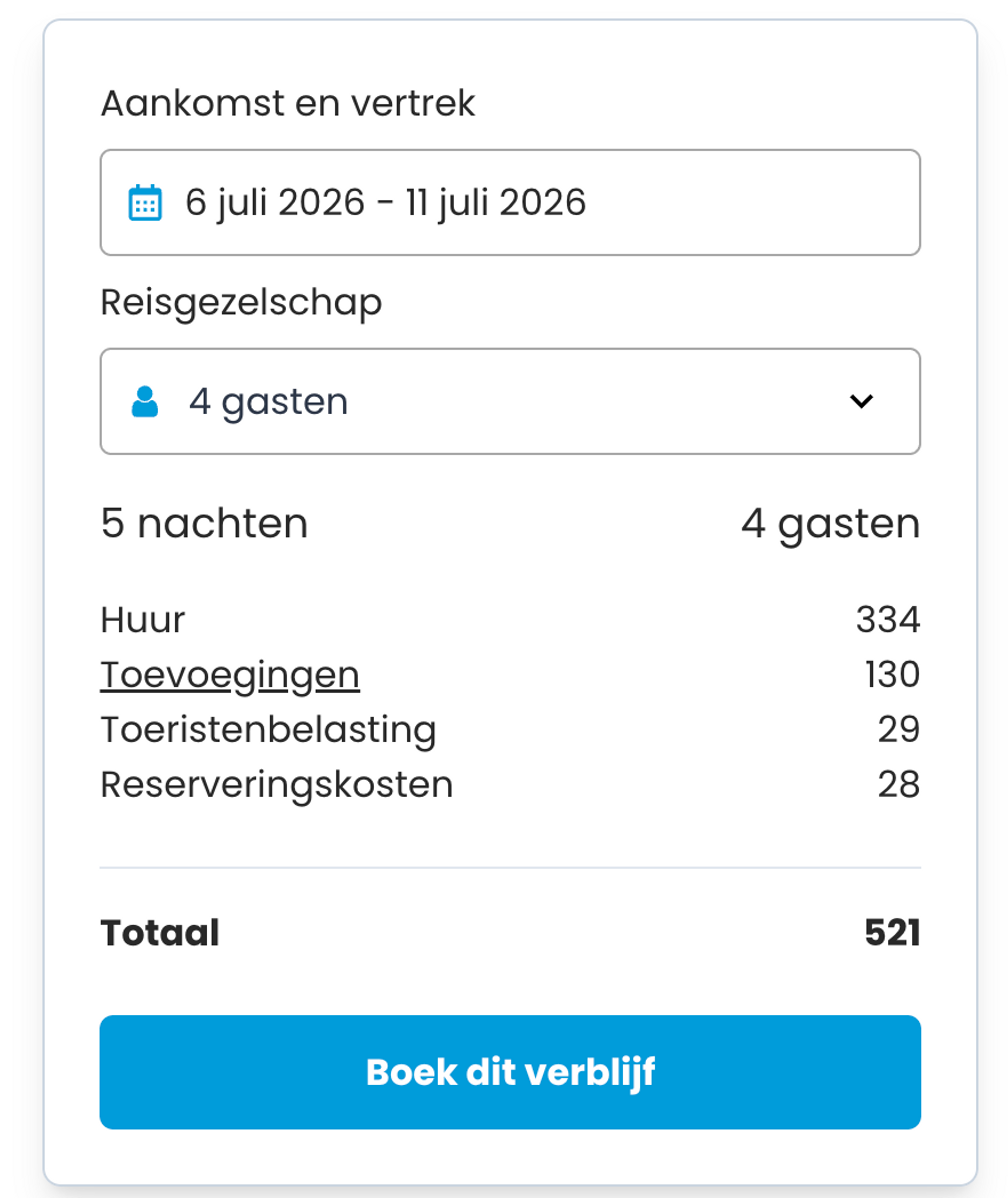 Boekingsvoorbeeld