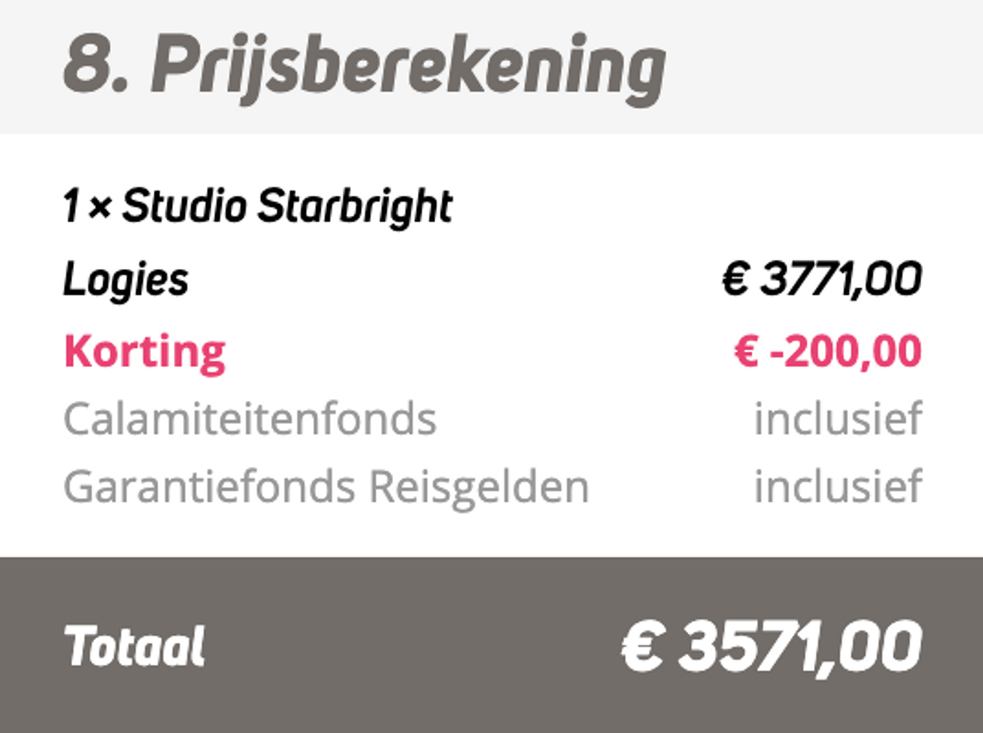 Boekingsvoorbeeld