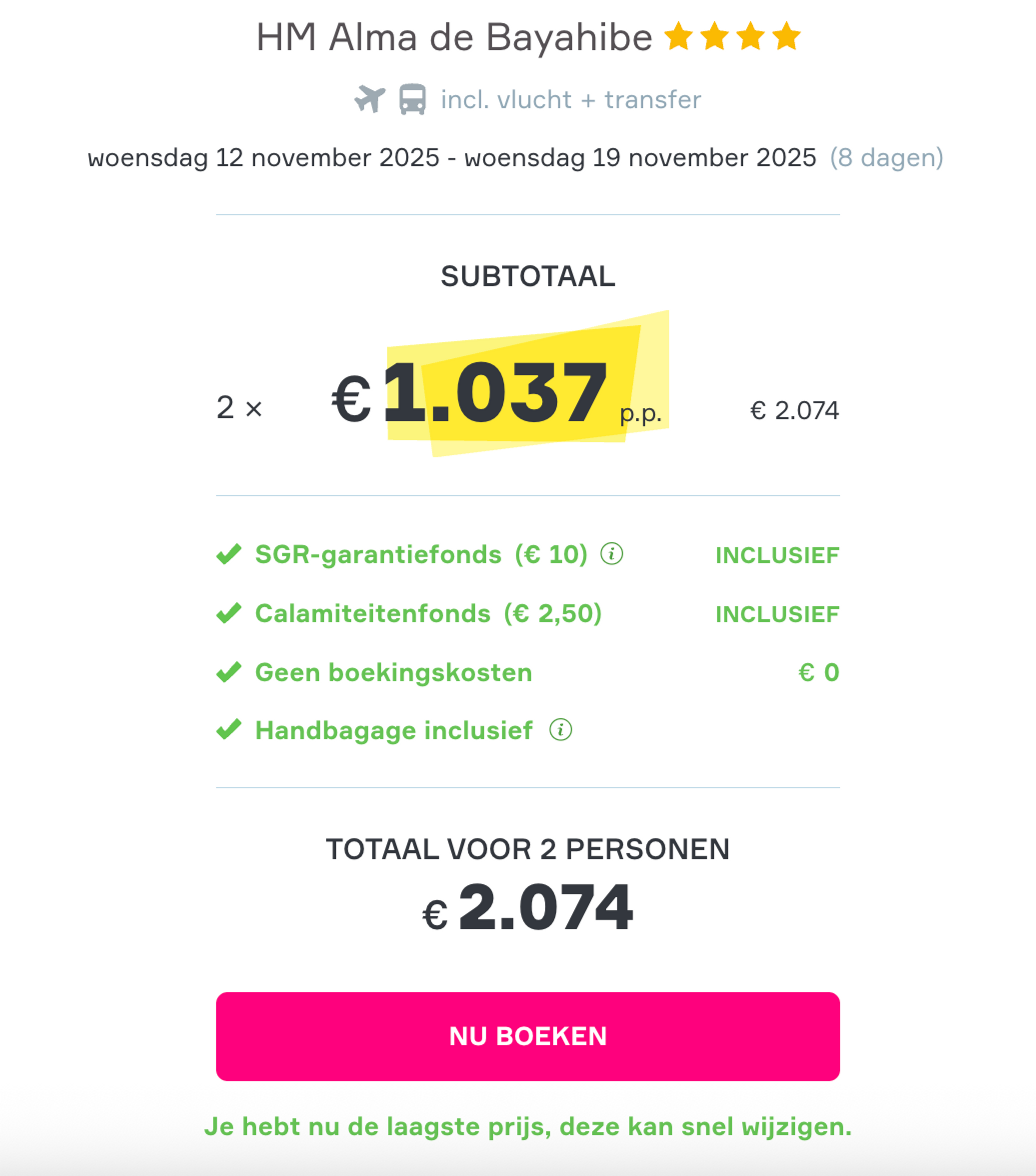 Boekingsvoorbeeld