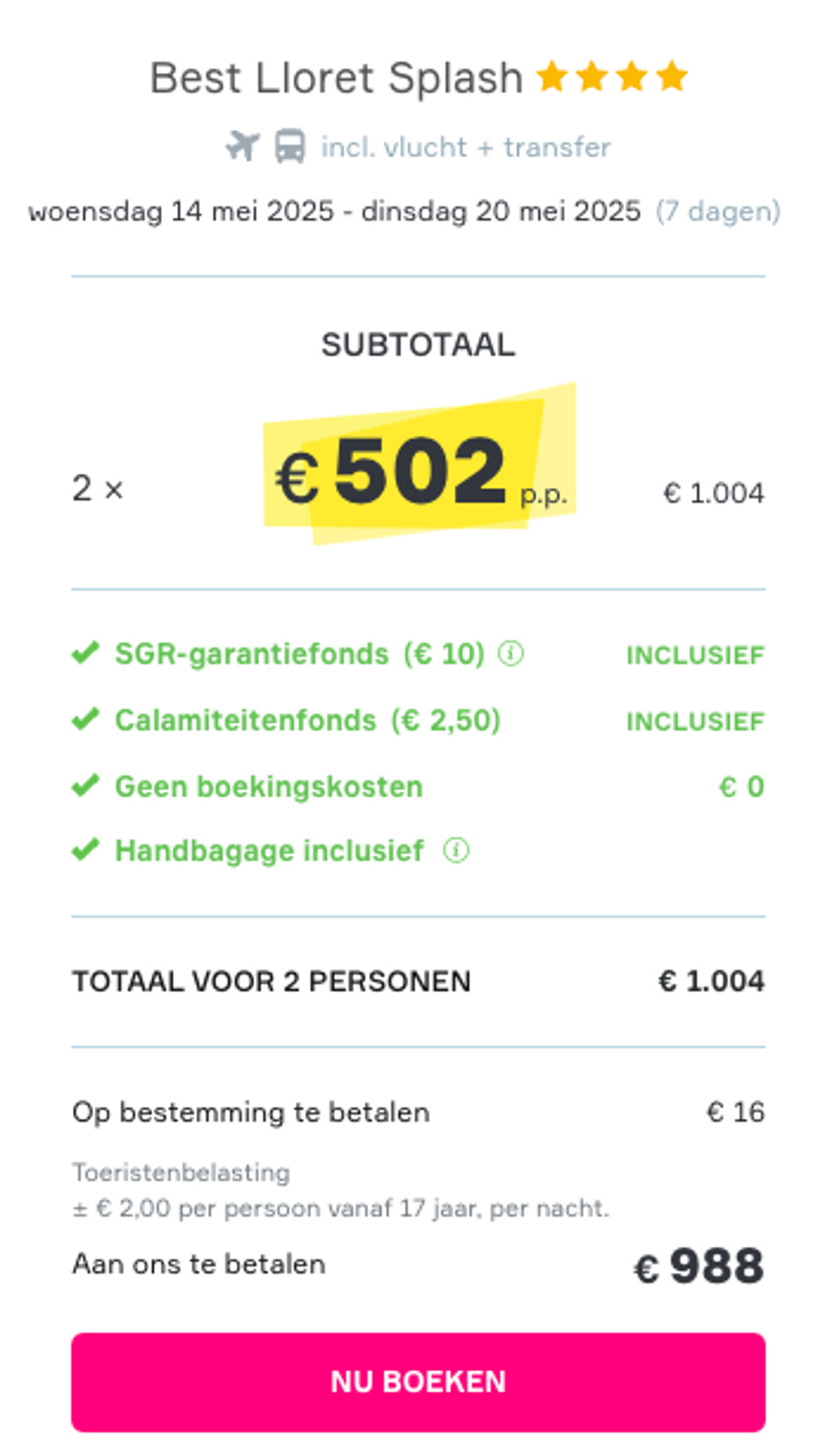 Boekingsvoorbeeld