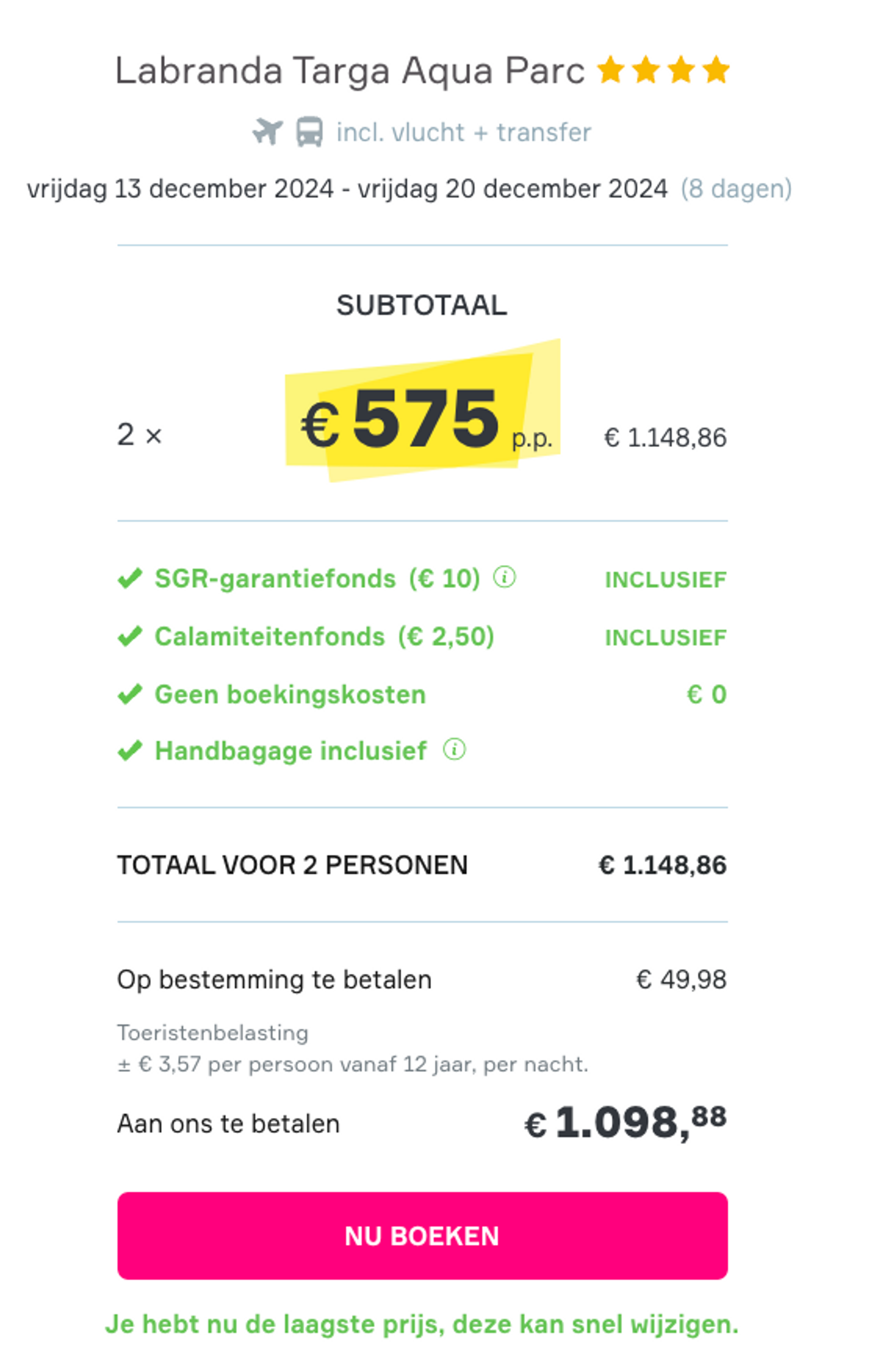 Boekingsvoorbeeld