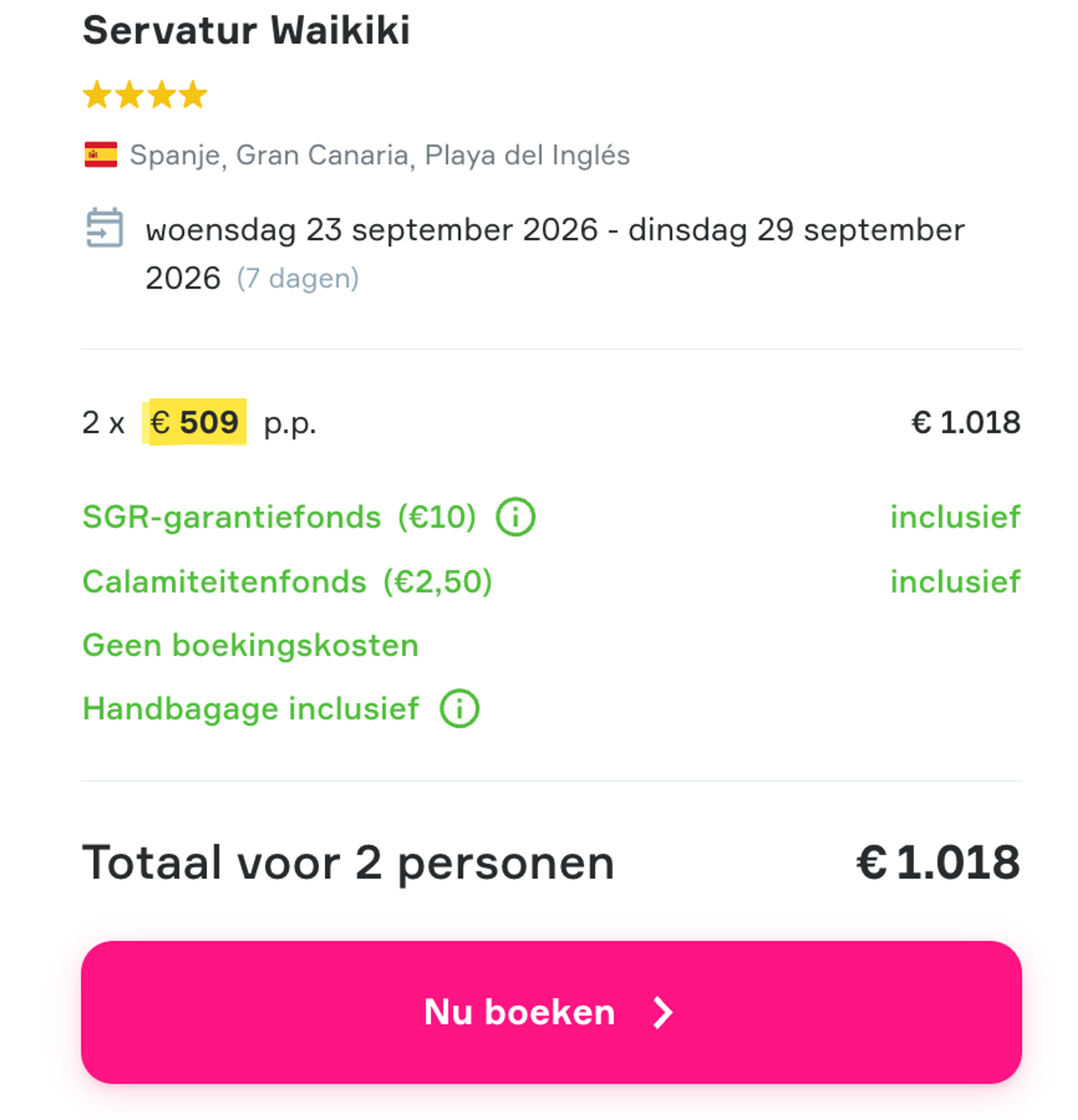 Boekingsvoorbeeld