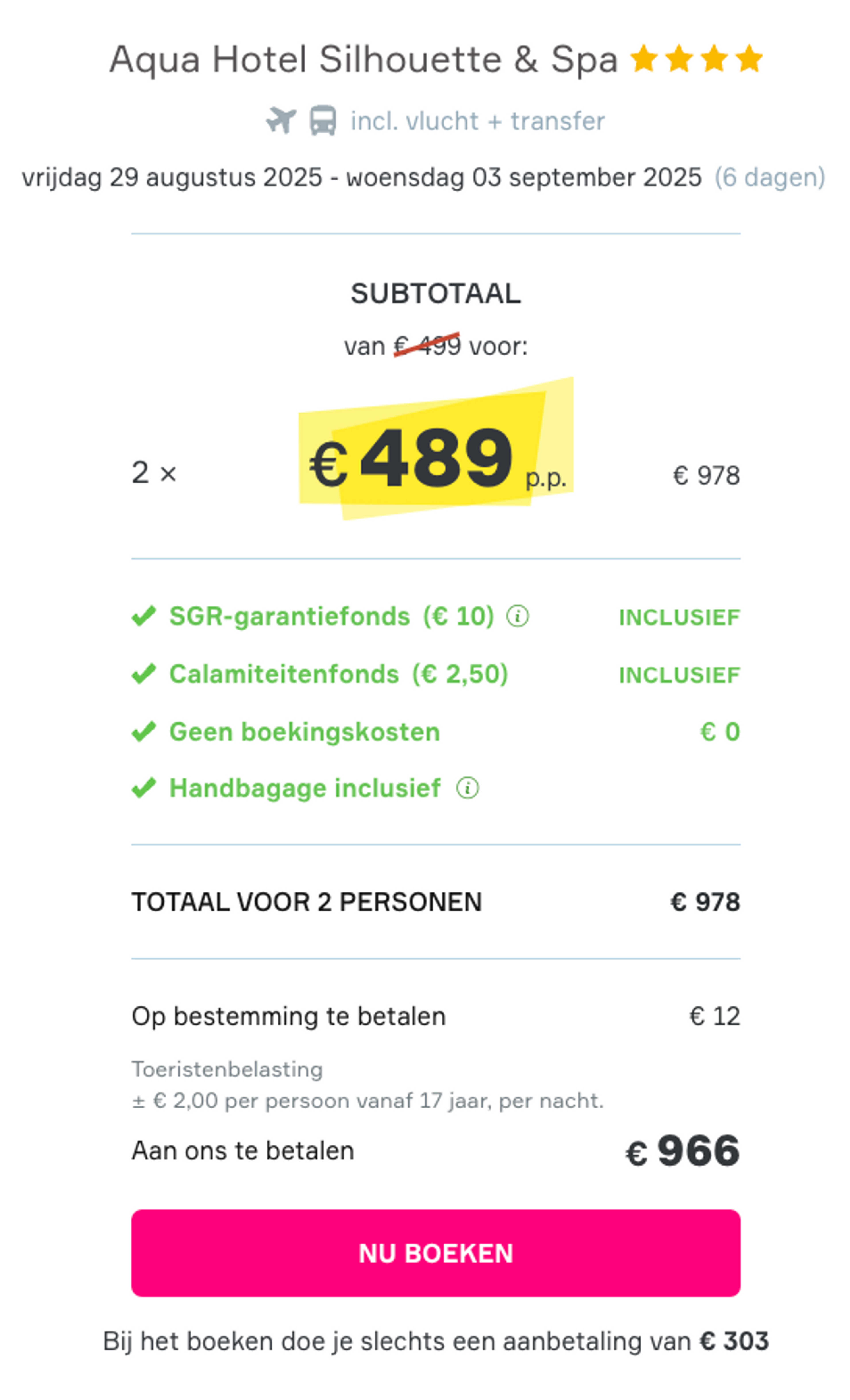 Boekingsvoorbeeld