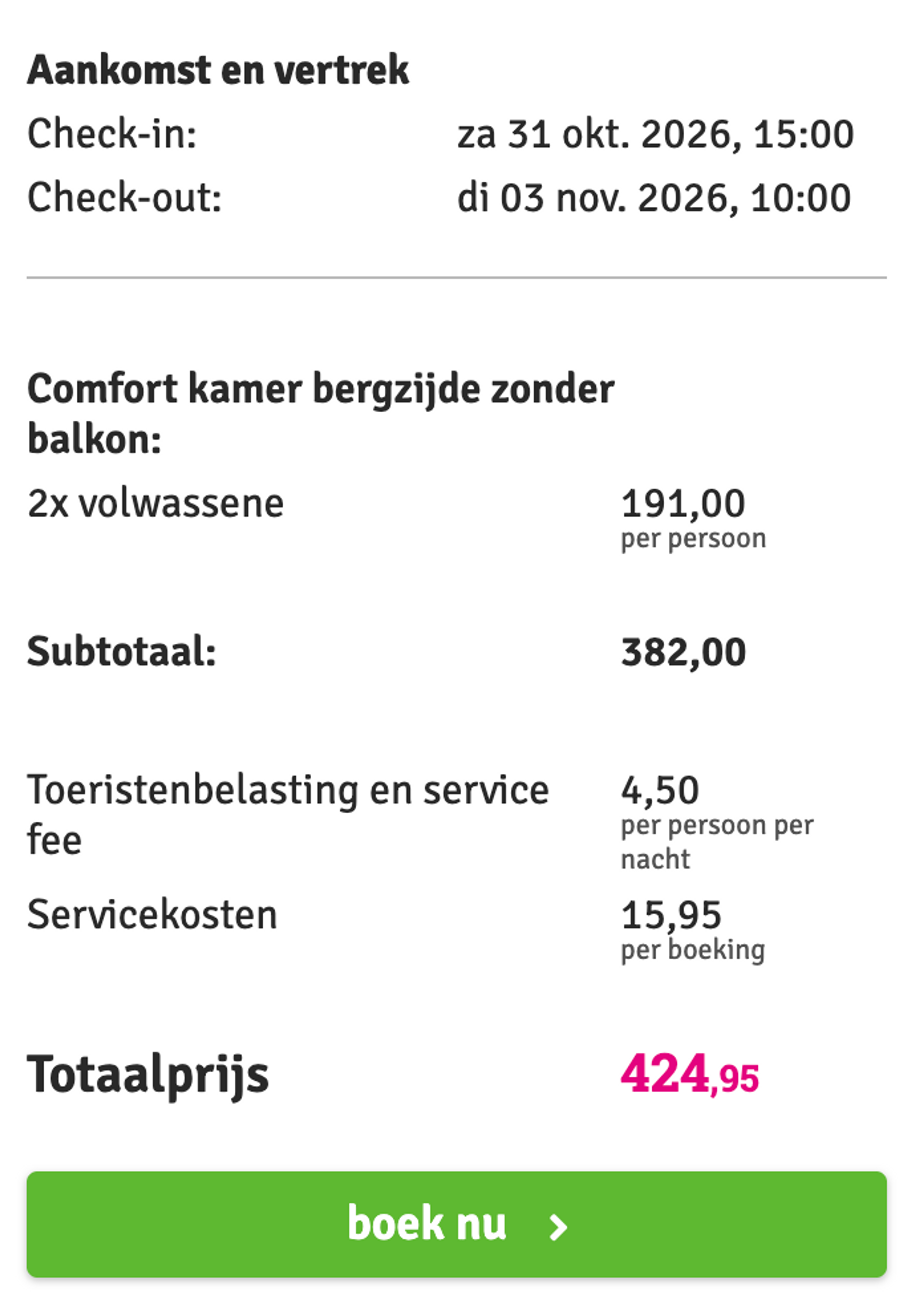 Boekingsvoorbeeld