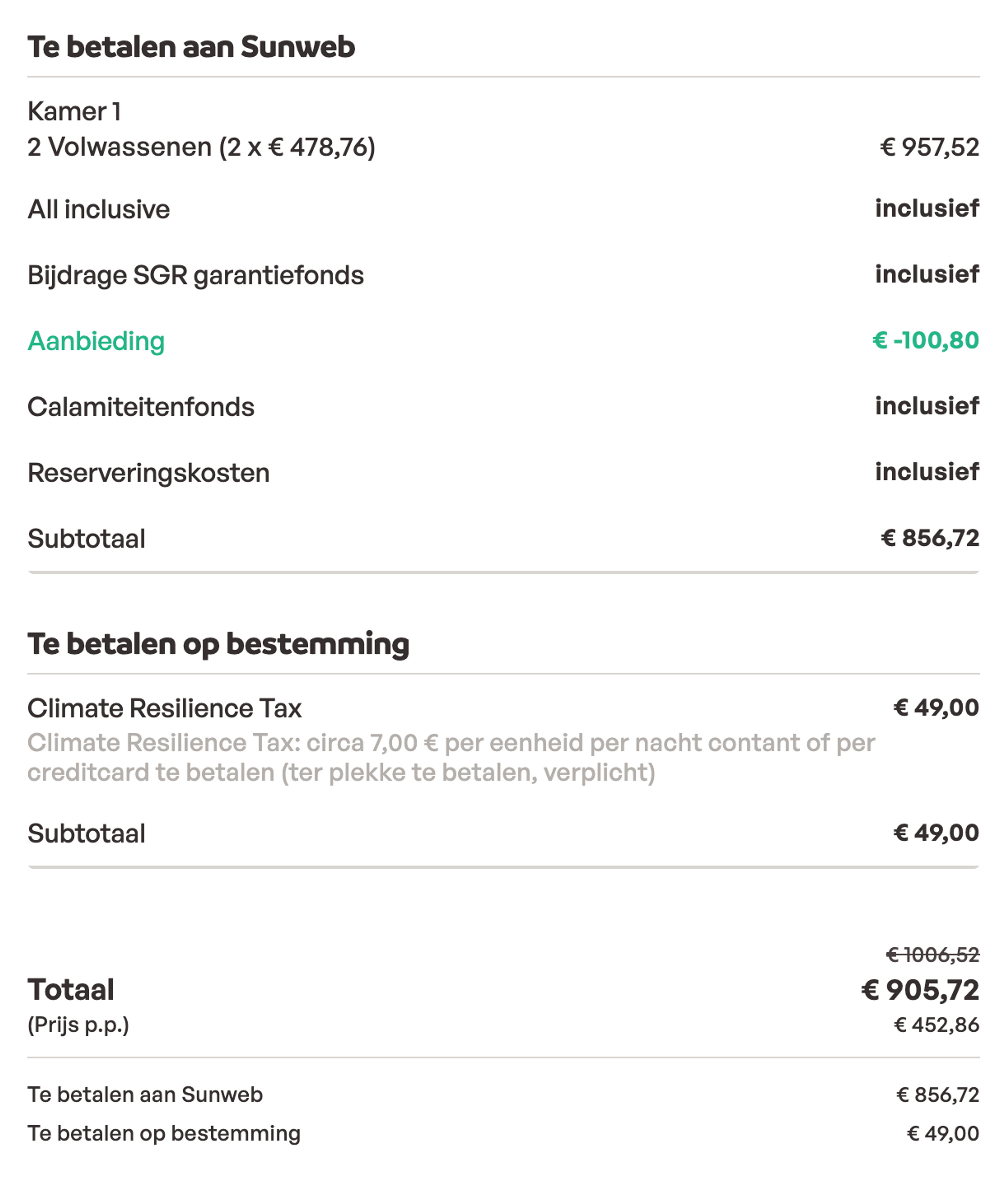 Boekingsvoorbeeld