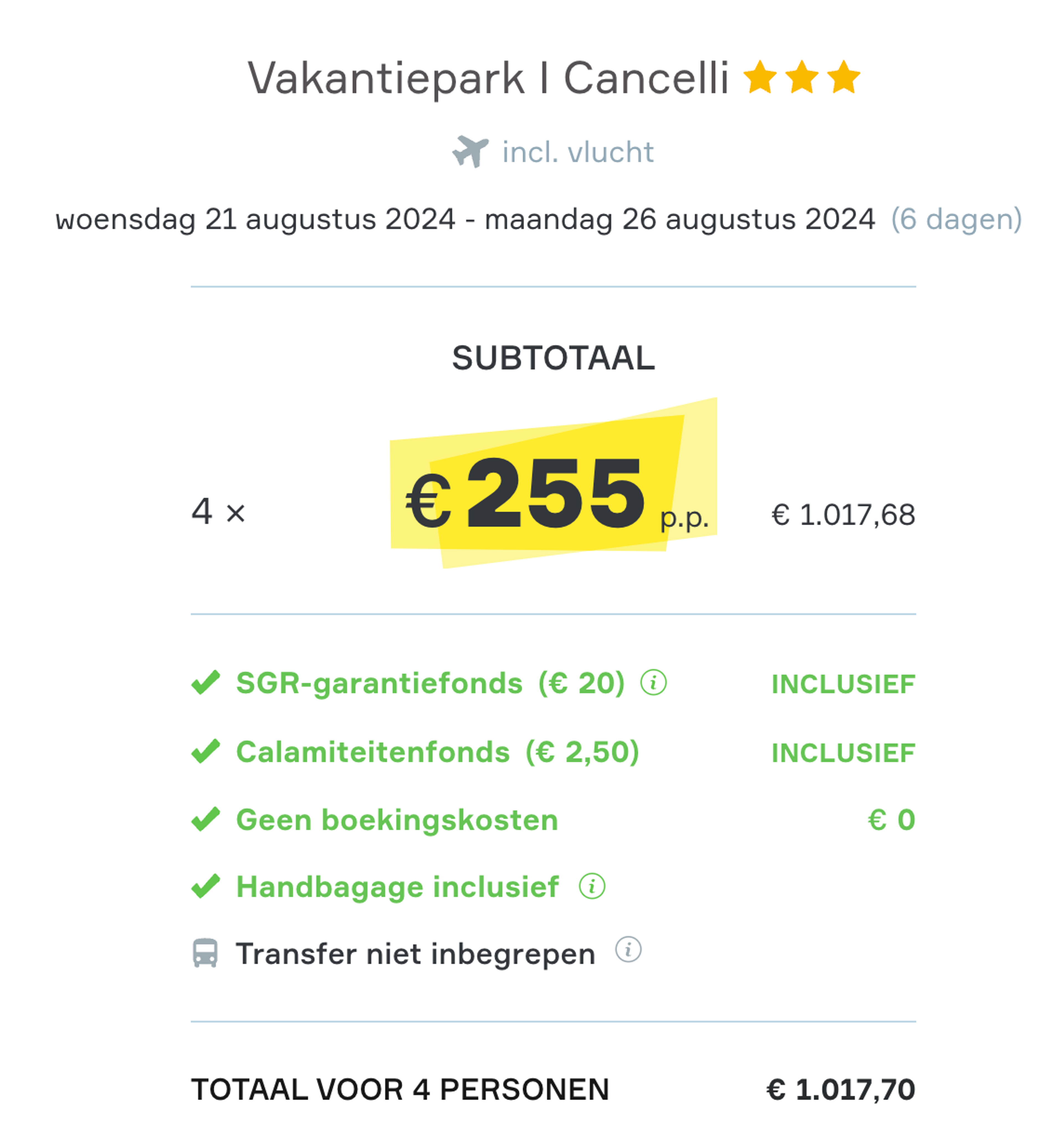 Boekingsvoorbeeld