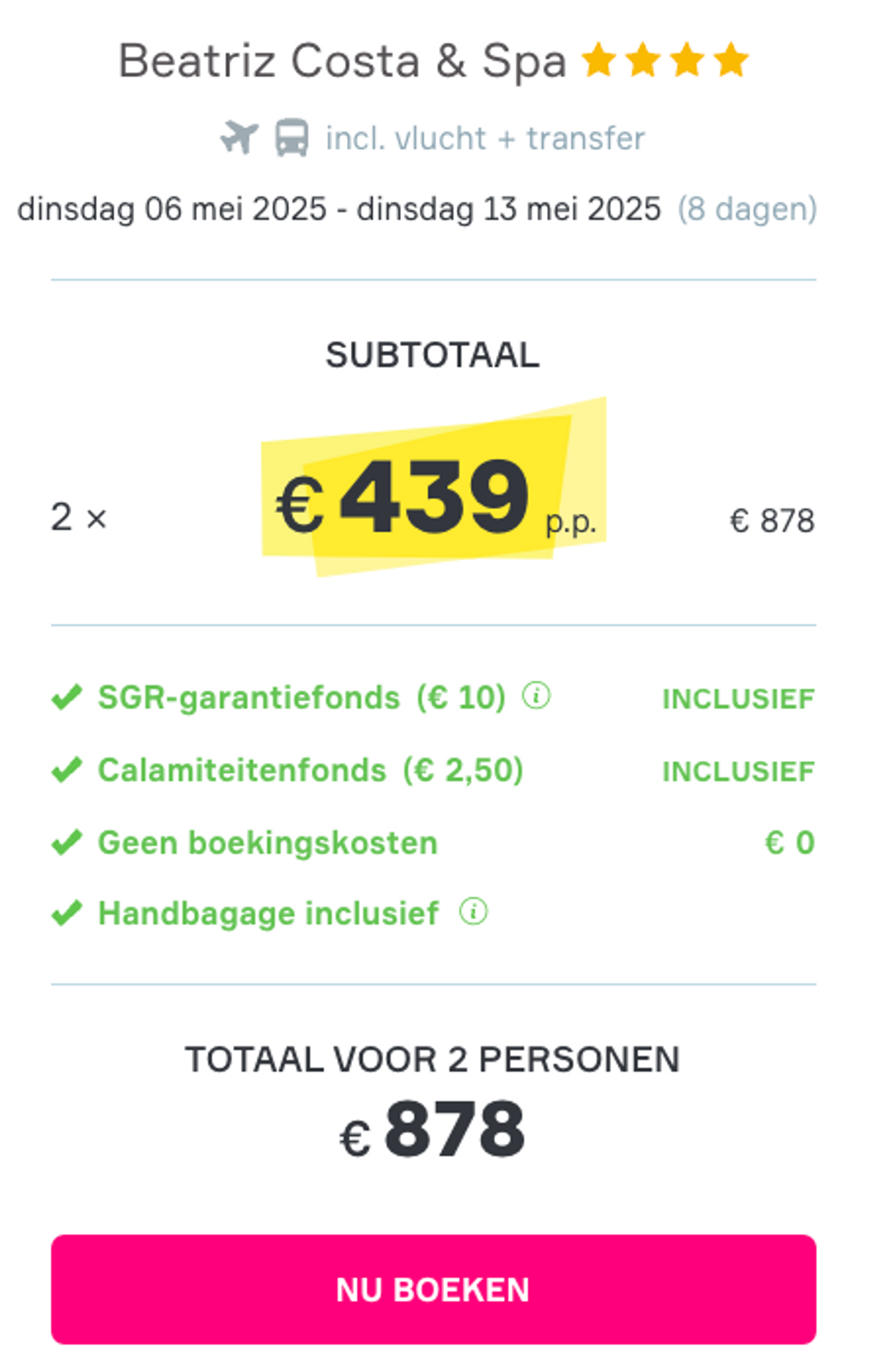 Boekingsvoorbeeld