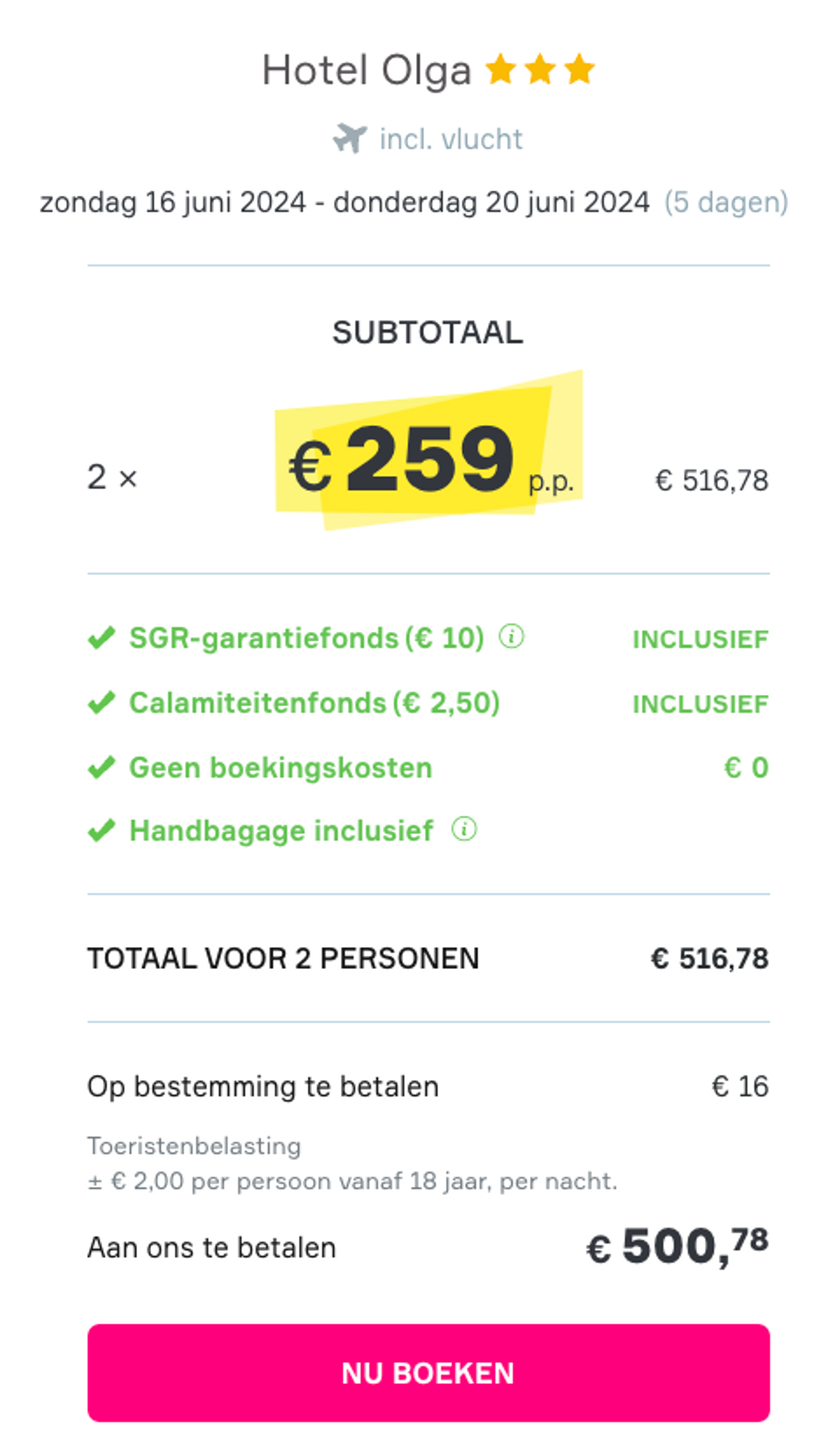 Boekingsvoorbeeld