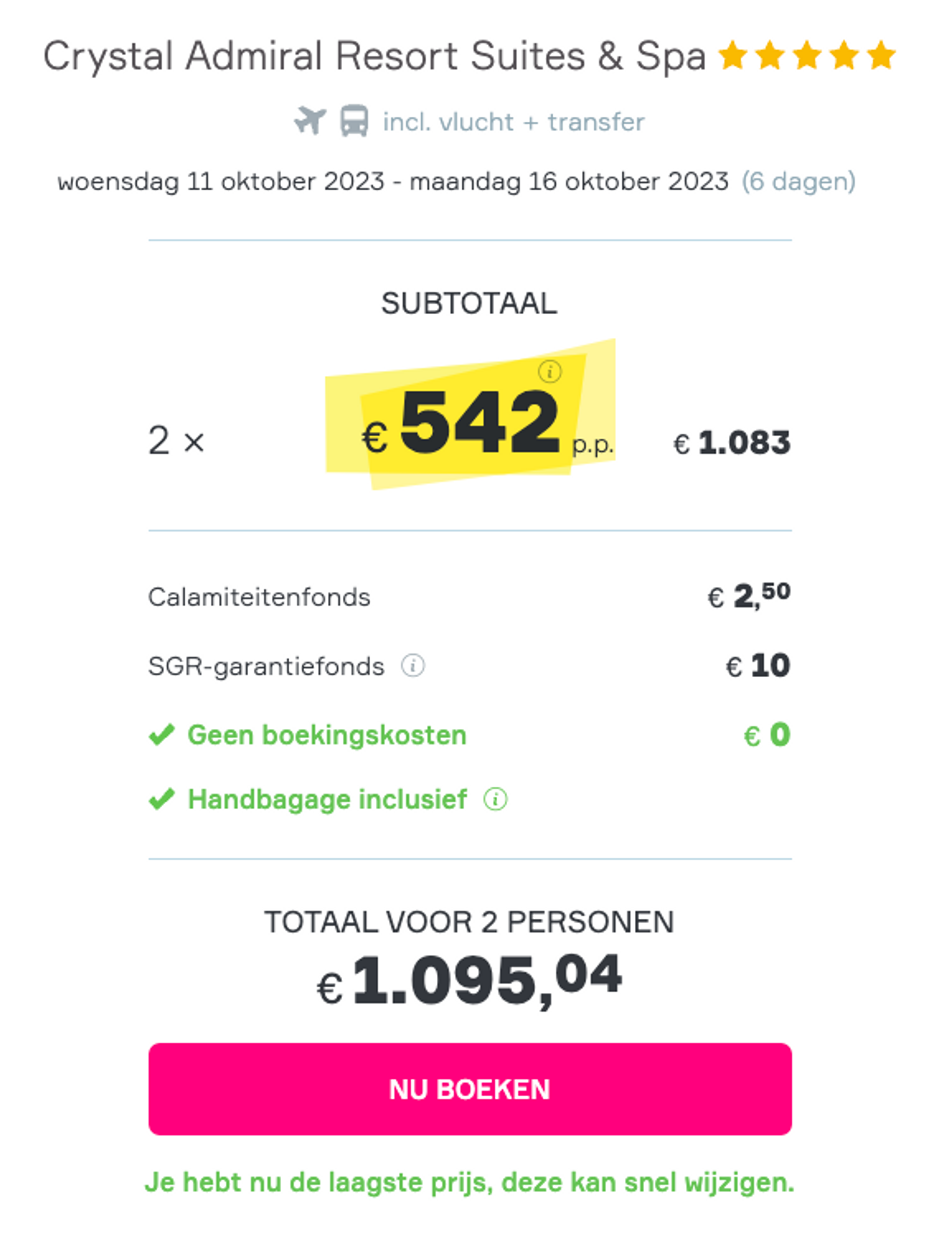 Boekingsvoorbeeld