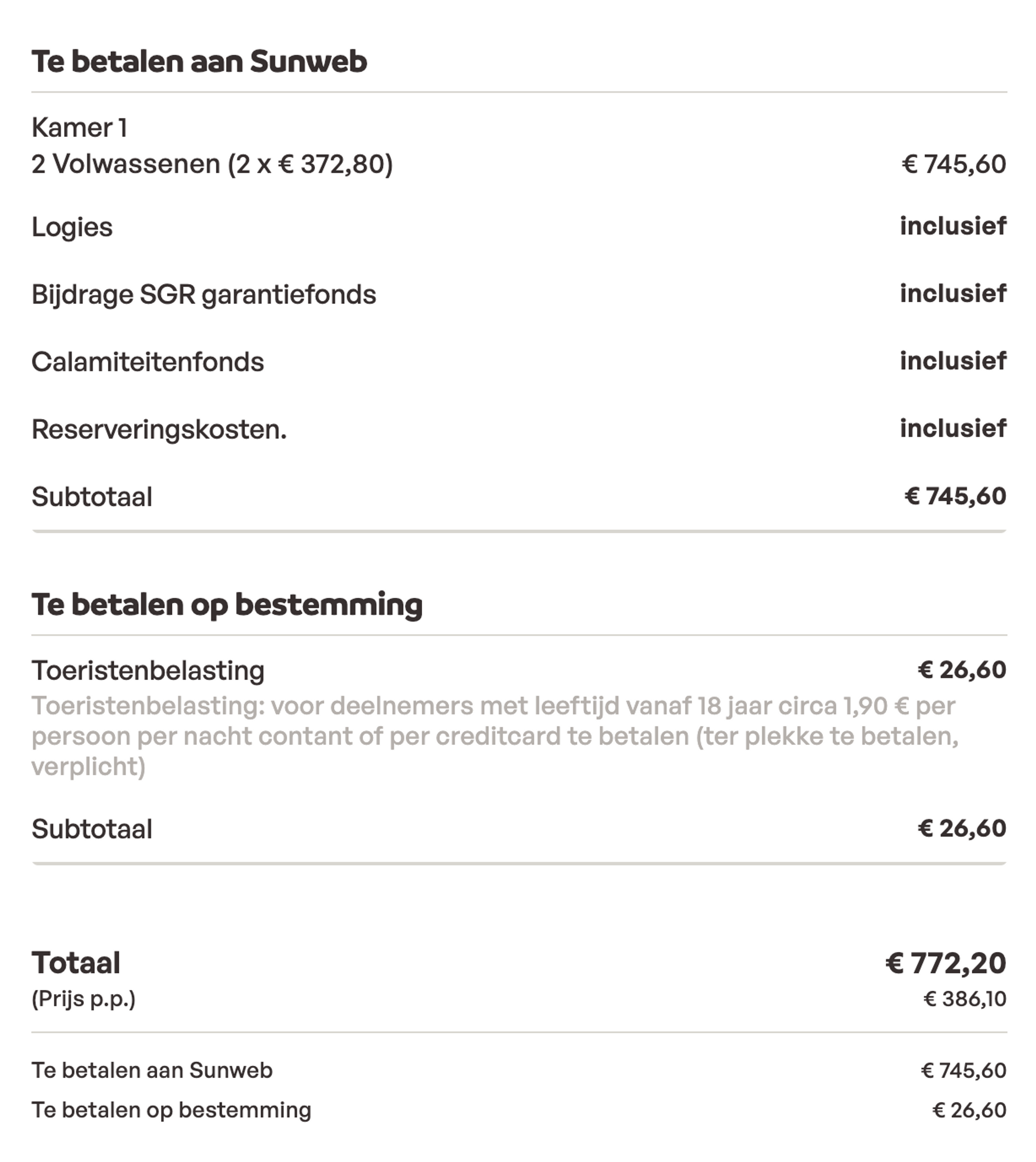 Boekingsvoorbeeld